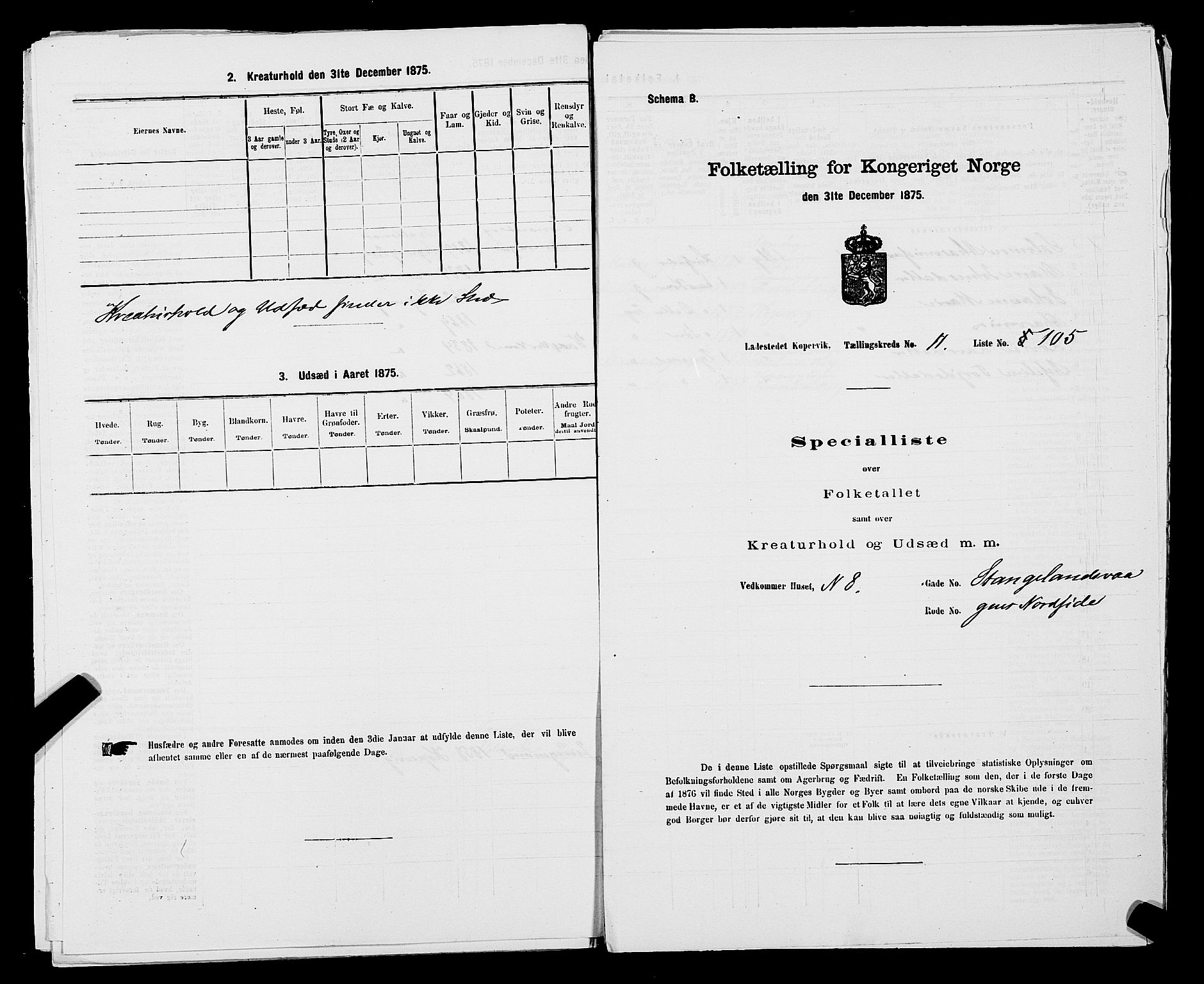 SAST, Folketelling 1875 for 1105B Avaldsnes prestegjeld, Kopervik ladested, 1875, s. 209