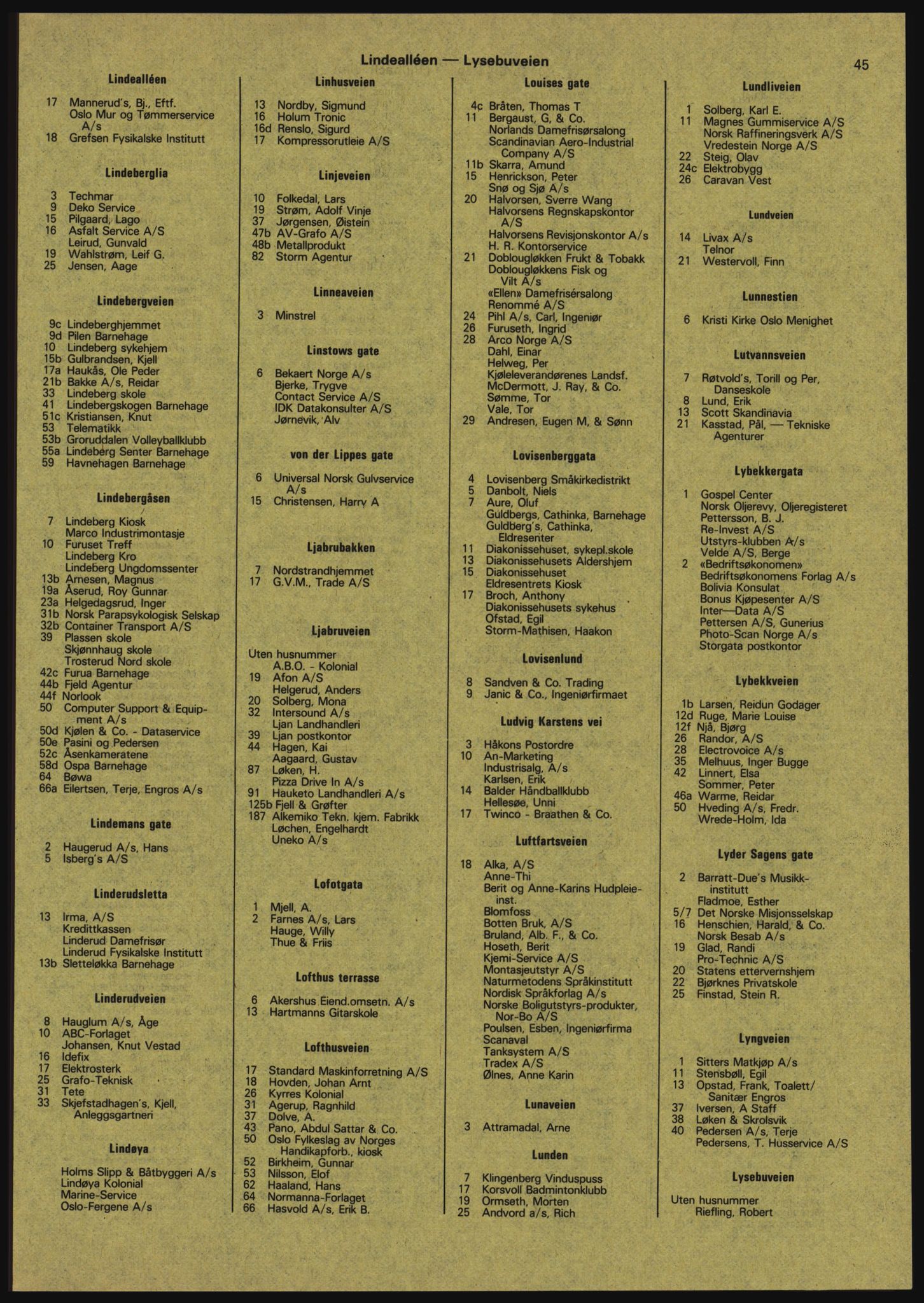 Kristiania/Oslo adressebok, PUBL/-, 1981-1982, s. 45