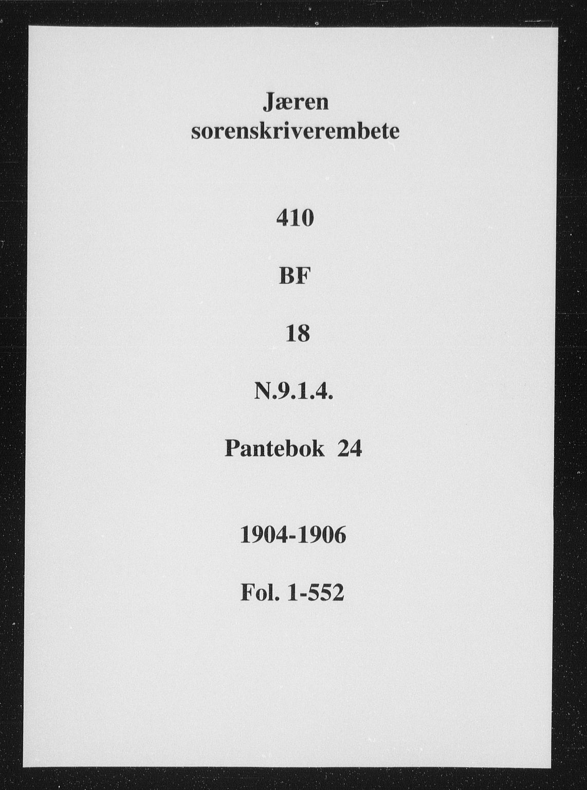 Jæren sorenskriveri, SAST/A-100310/01/4/41/41BF/L0018: Pantebok nr. 24a, 1904-1905