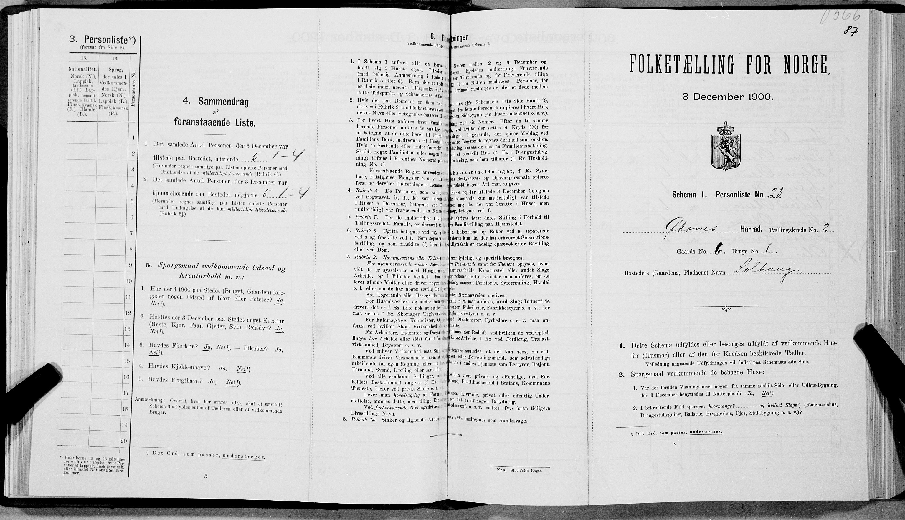 SAT, Folketelling 1900 for 1868 Øksnes herred, 1900, s. 109