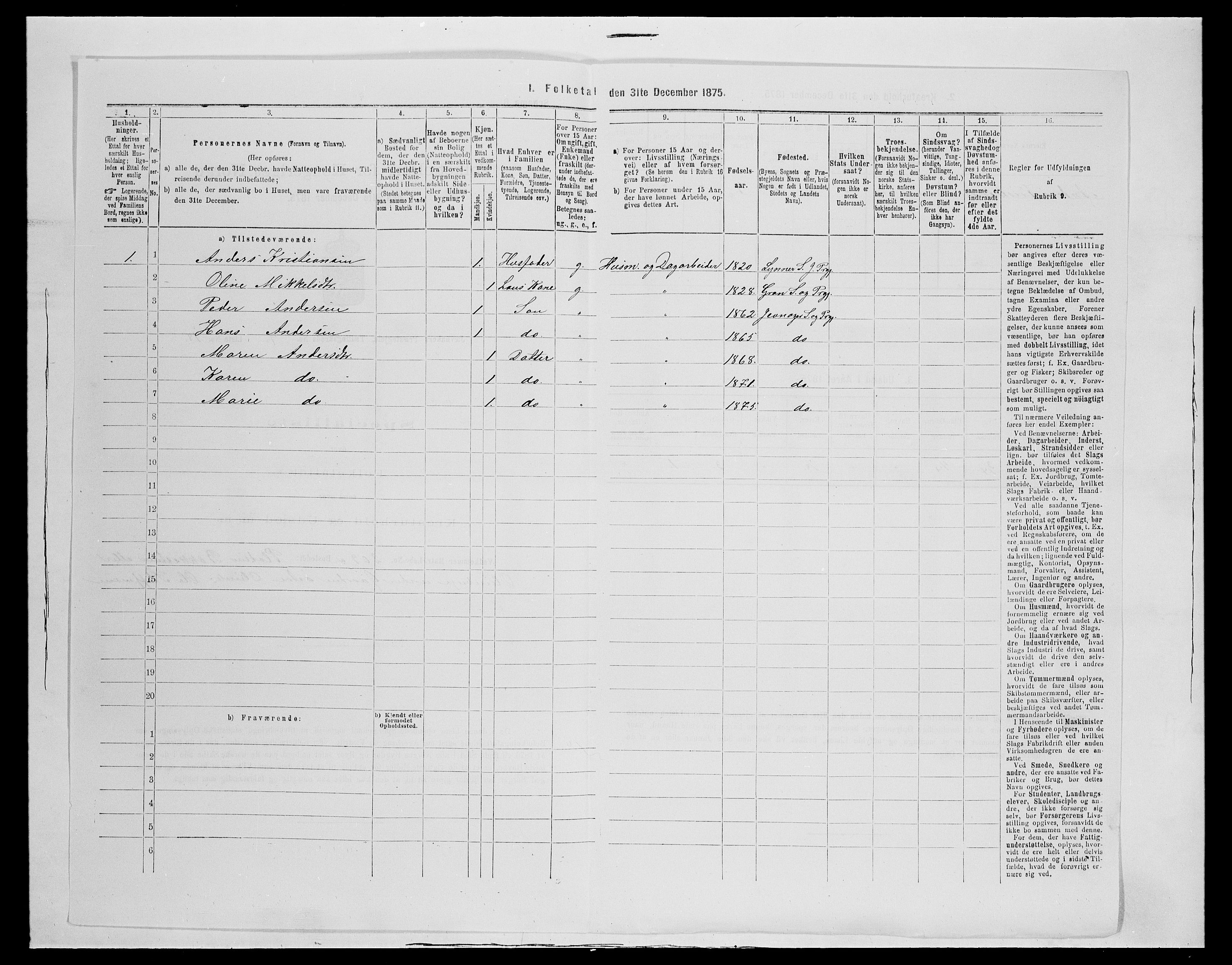 SAH, Folketelling 1875 for 0532P Jevnaker prestegjeld, 1875, s. 1192