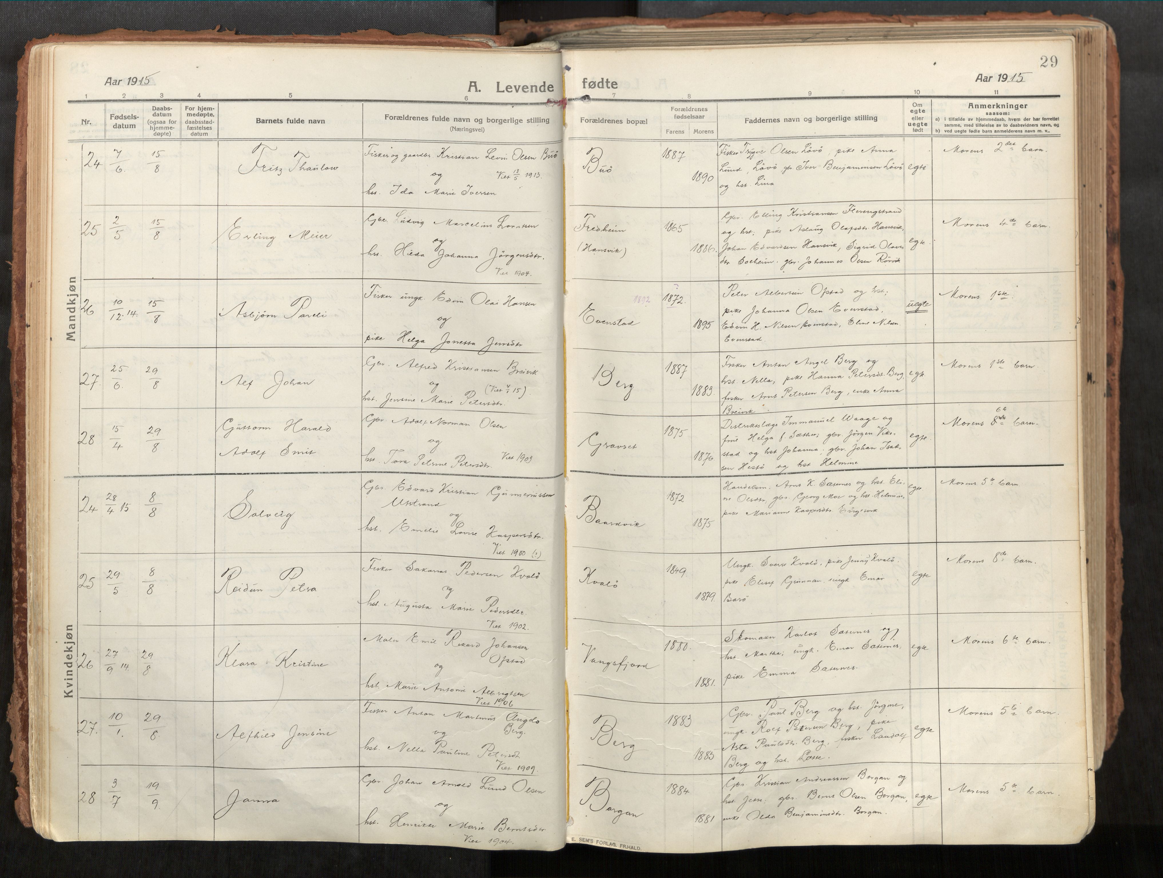 Vikna sokneprestkontor, AV/SAT-A-1173/1/I/I1/I1a/L0001: Ministerialbok nr. 1, 1913-1934, s. 29