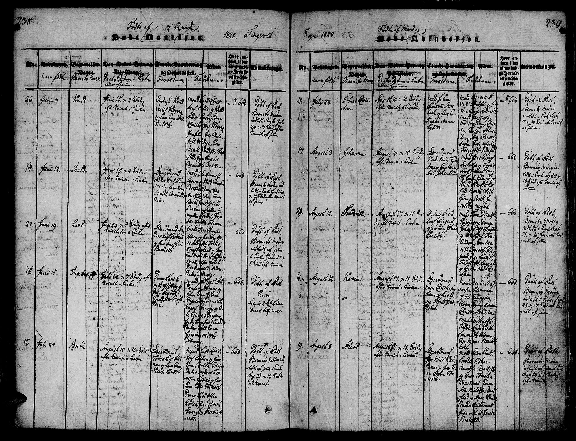 Ministerialprotokoller, klokkerbøker og fødselsregistre - Møre og Romsdal, SAT/A-1454/586/L0982: Ministerialbok nr. 586A08, 1819-1829, s. 238-239