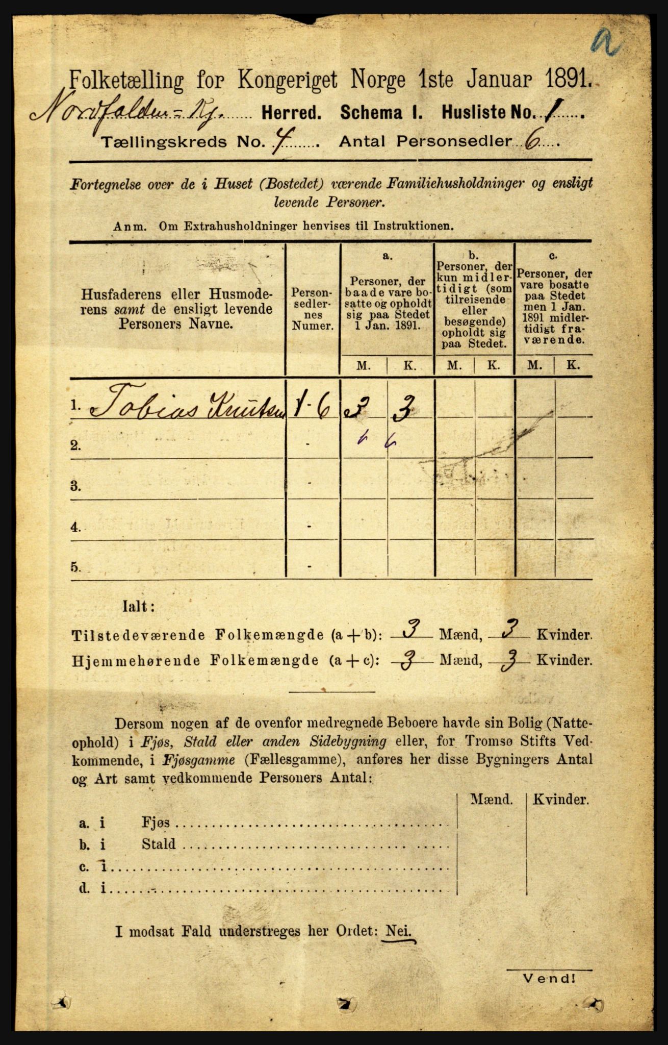 RA, Folketelling 1891 for 1846 Nordfold-Kjerringøy herred, 1891, s. 900