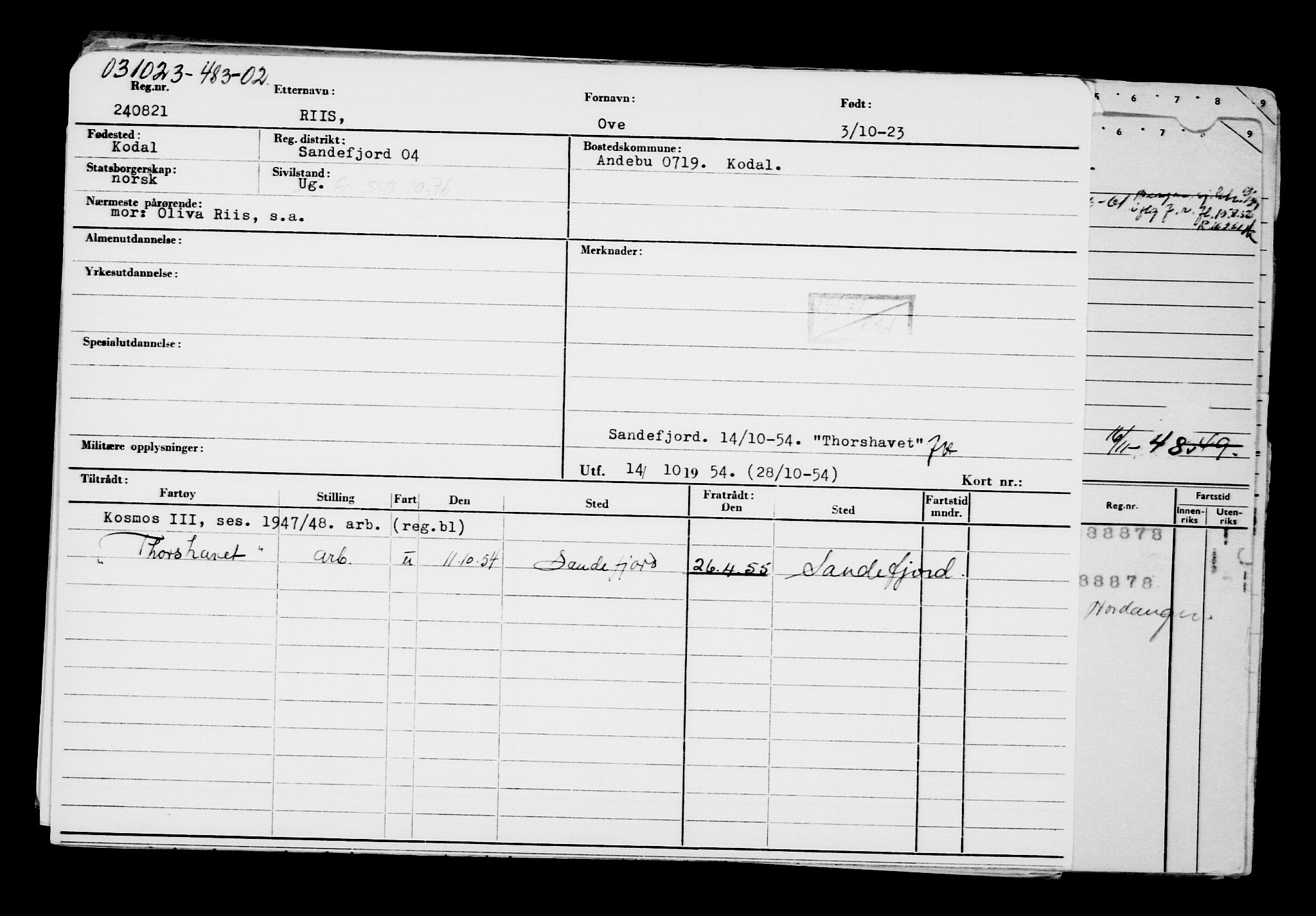 Direktoratet for sjømenn, AV/RA-S-3545/G/Gb/L0223: Hovedkort, 1923, s. 566