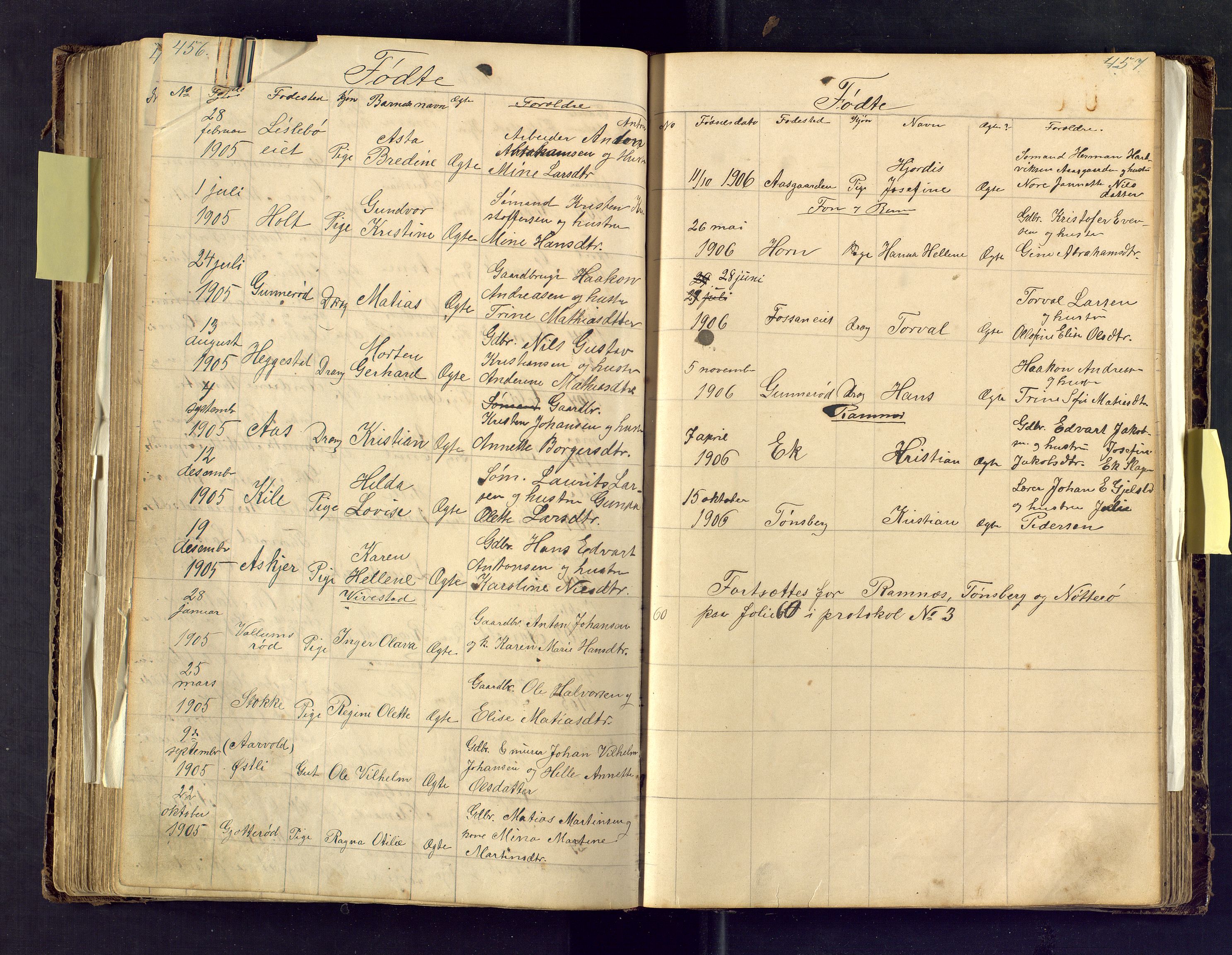 Den evangelisk lutherske frimenighet i Jarlsbergs grevskap med flere steder, AV/SAKO-P-1384/F/Fa/L0001: Dissenterprotokoll nr. Fa/L0001, 1872-1925, s. 456-457