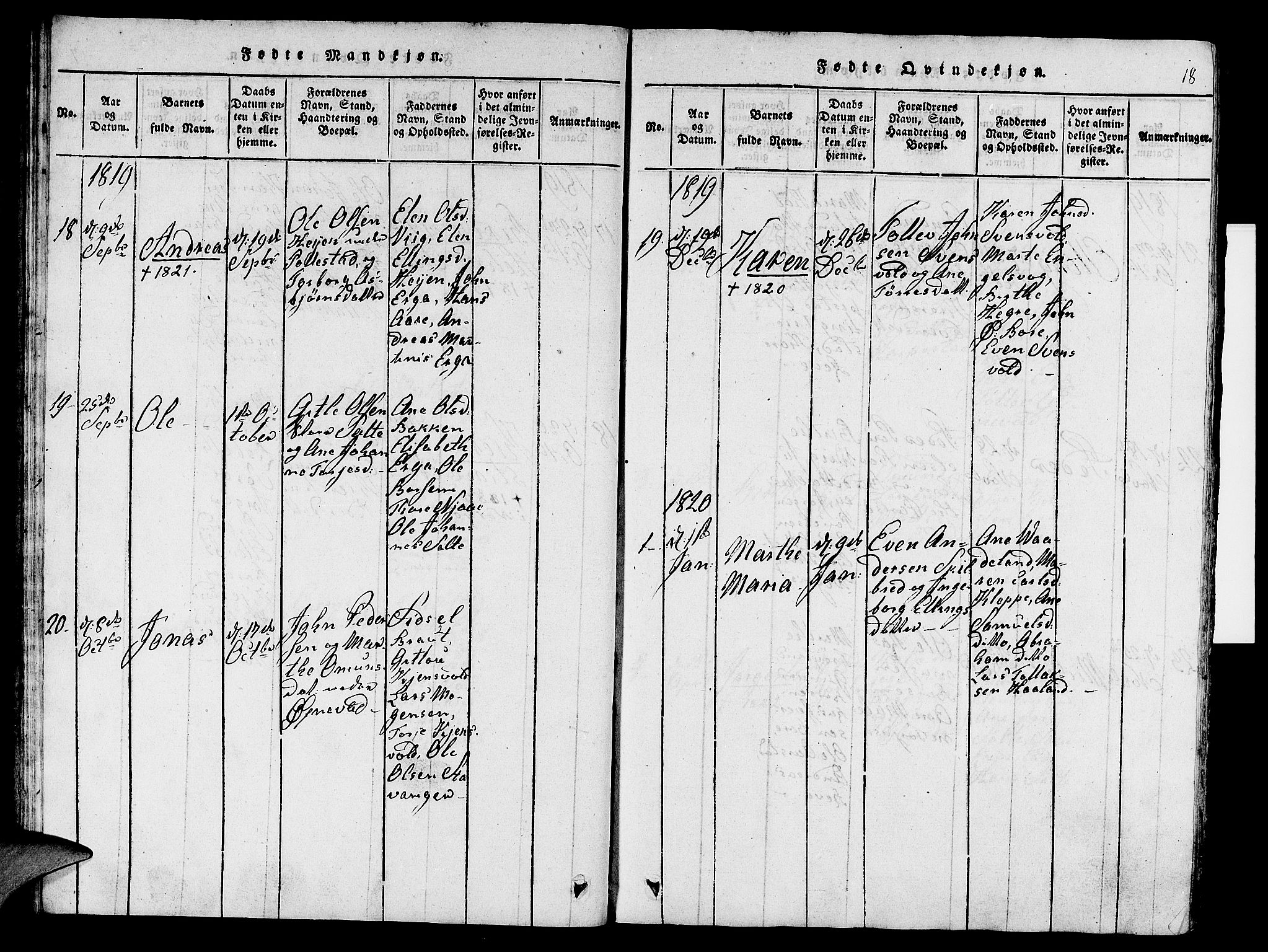 Klepp sokneprestkontor, AV/SAST-A-101803/001/3/30BA/L0002: Ministerialbok nr. A 2, 1816-1833, s. 18