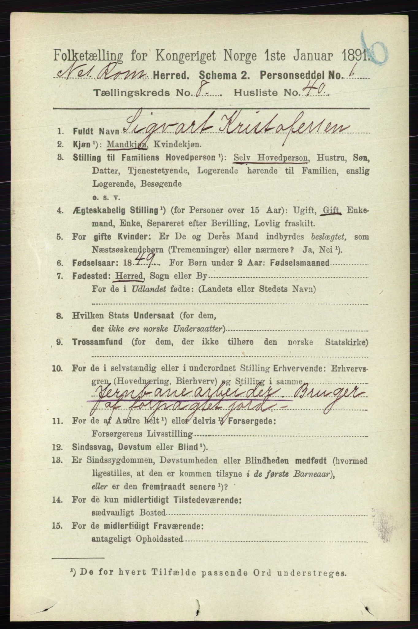 RA, Folketelling 1891 for 0236 Nes herred, 1891, s. 4852