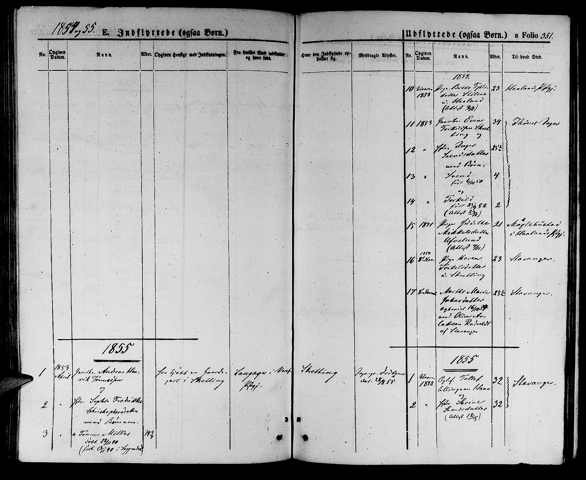 Hå sokneprestkontor, SAST/A-101801/001/30BB/L0002: Klokkerbok nr. B 2, 1854-1883, s. 351