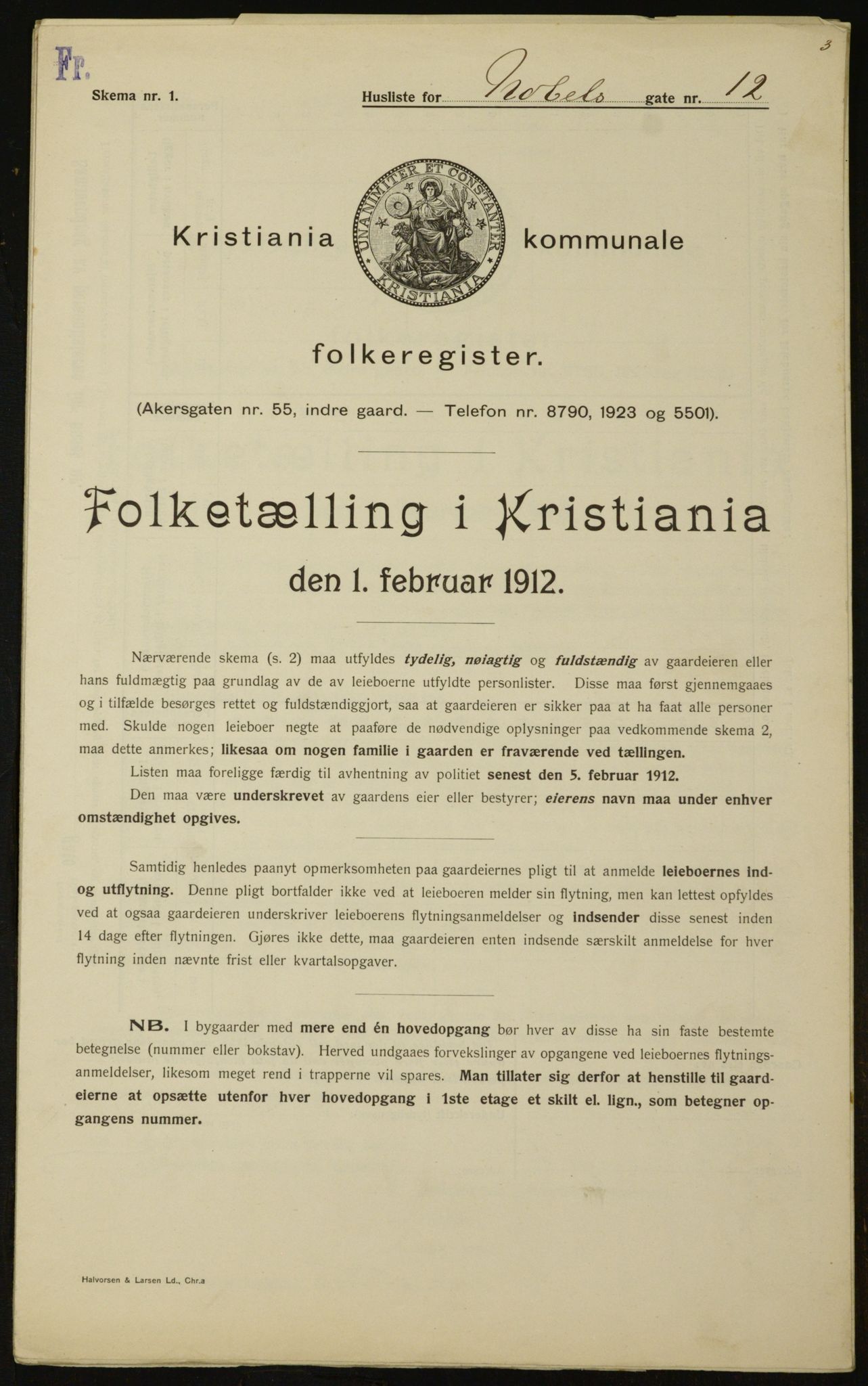 OBA, Kommunal folketelling 1.2.1912 for Kristiania, 1912, s. 71836