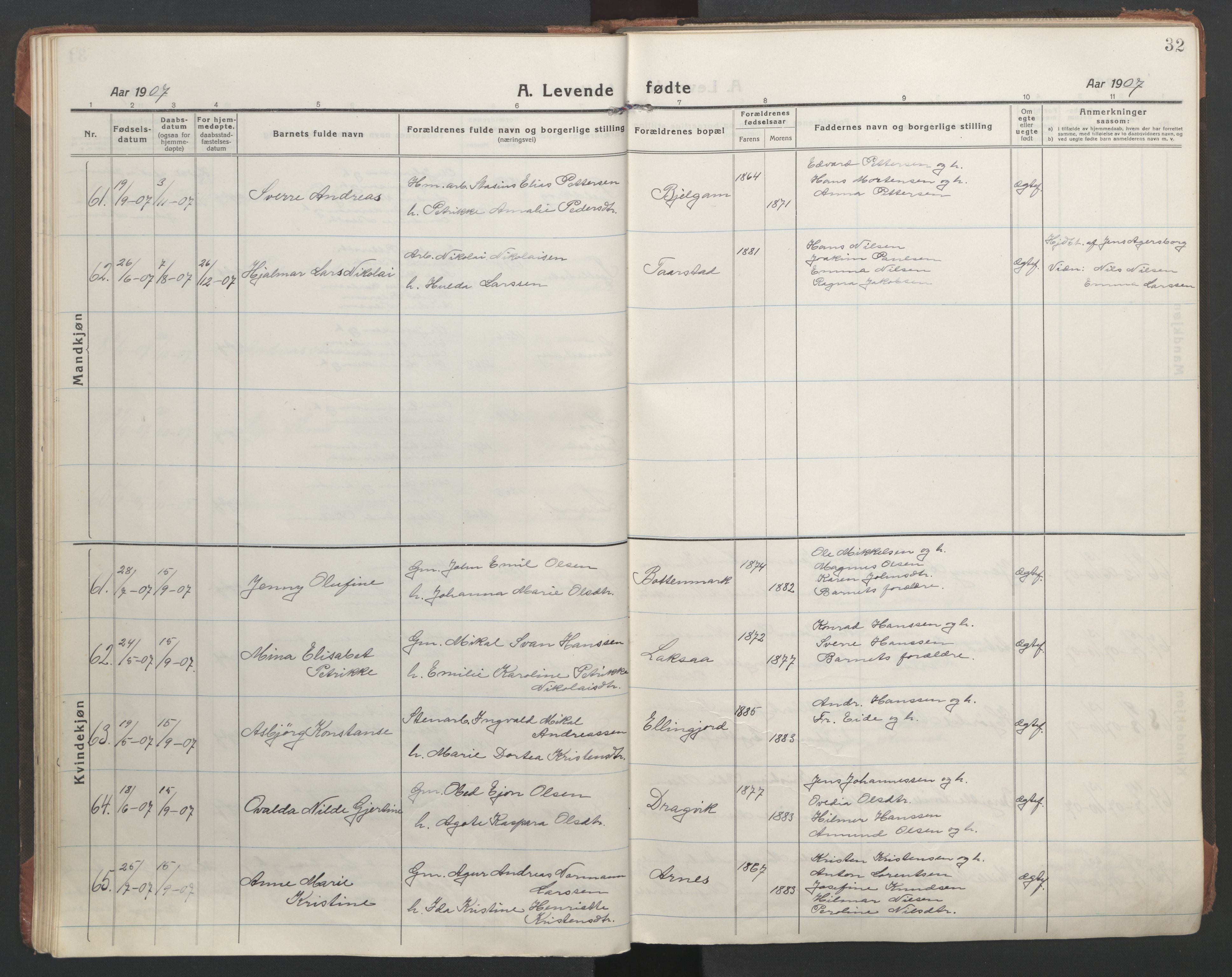 Ministerialprotokoller, klokkerbøker og fødselsregistre - Nordland, AV/SAT-A-1459/863/L0900: Ministerialbok nr. 863A12, 1906-1915, s. 32