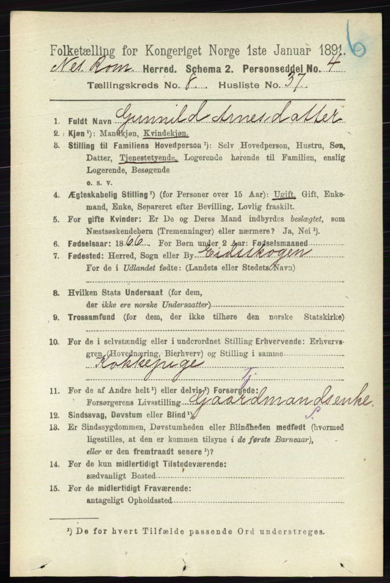 RA, Folketelling 1891 for 0236 Nes herred, 1891, s. 4837