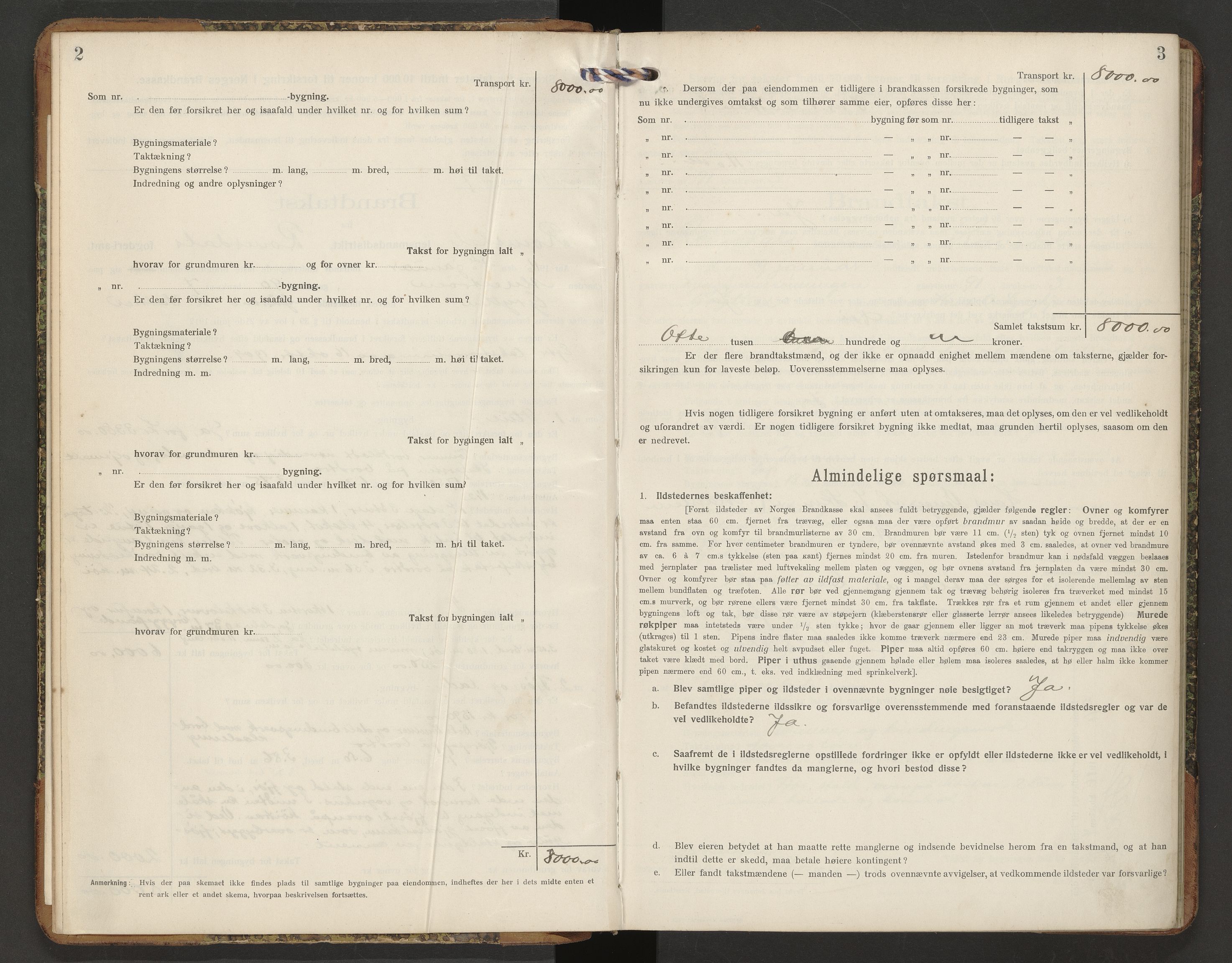 Norges Brannkasse Romsdal, AV/SAT-A-5499/Fb/L0002: Branntakstprotokoll, 1916-1950, s. 2-3