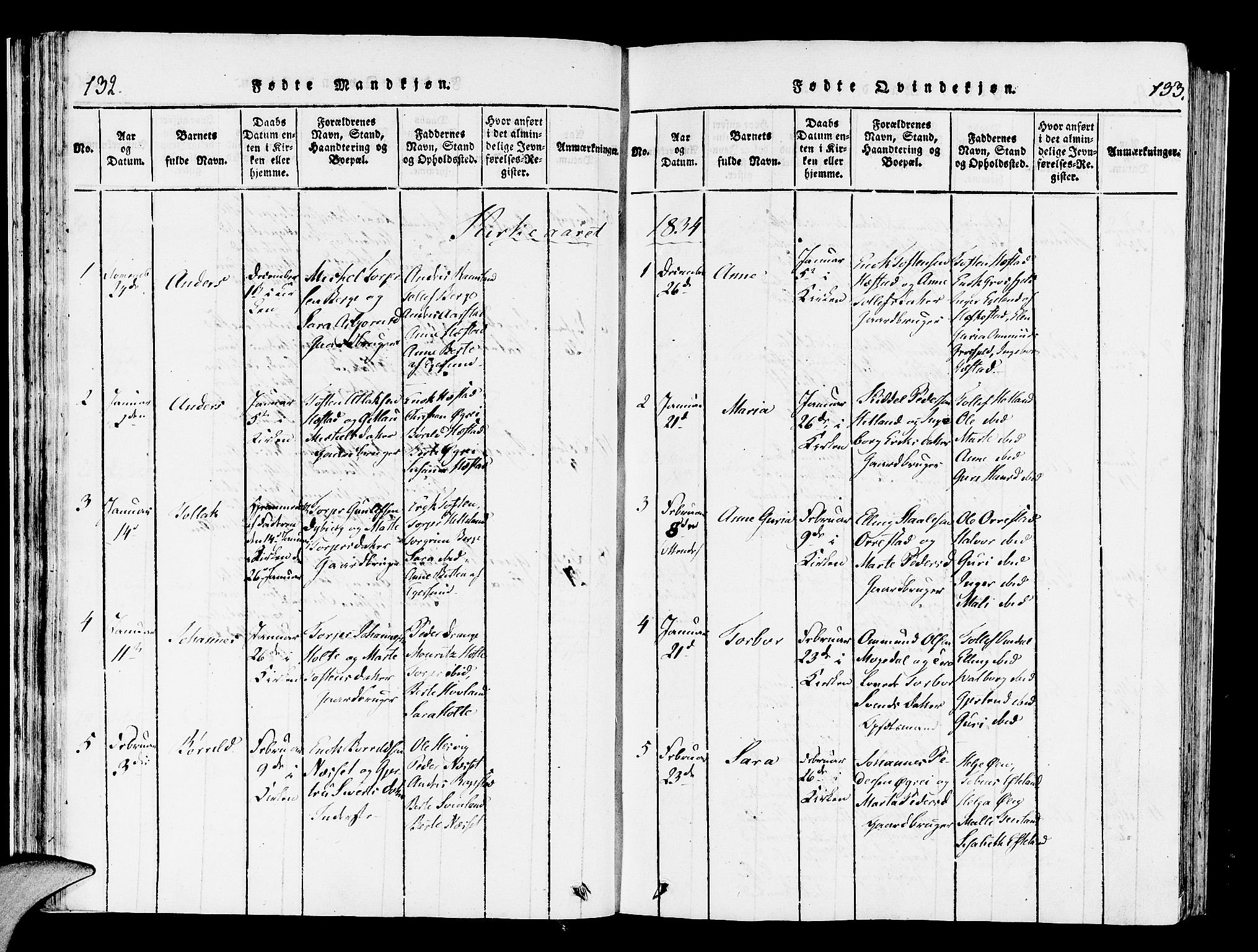 Helleland sokneprestkontor, SAST/A-101810: Ministerialbok nr. A 4, 1815-1834, s. 132-133