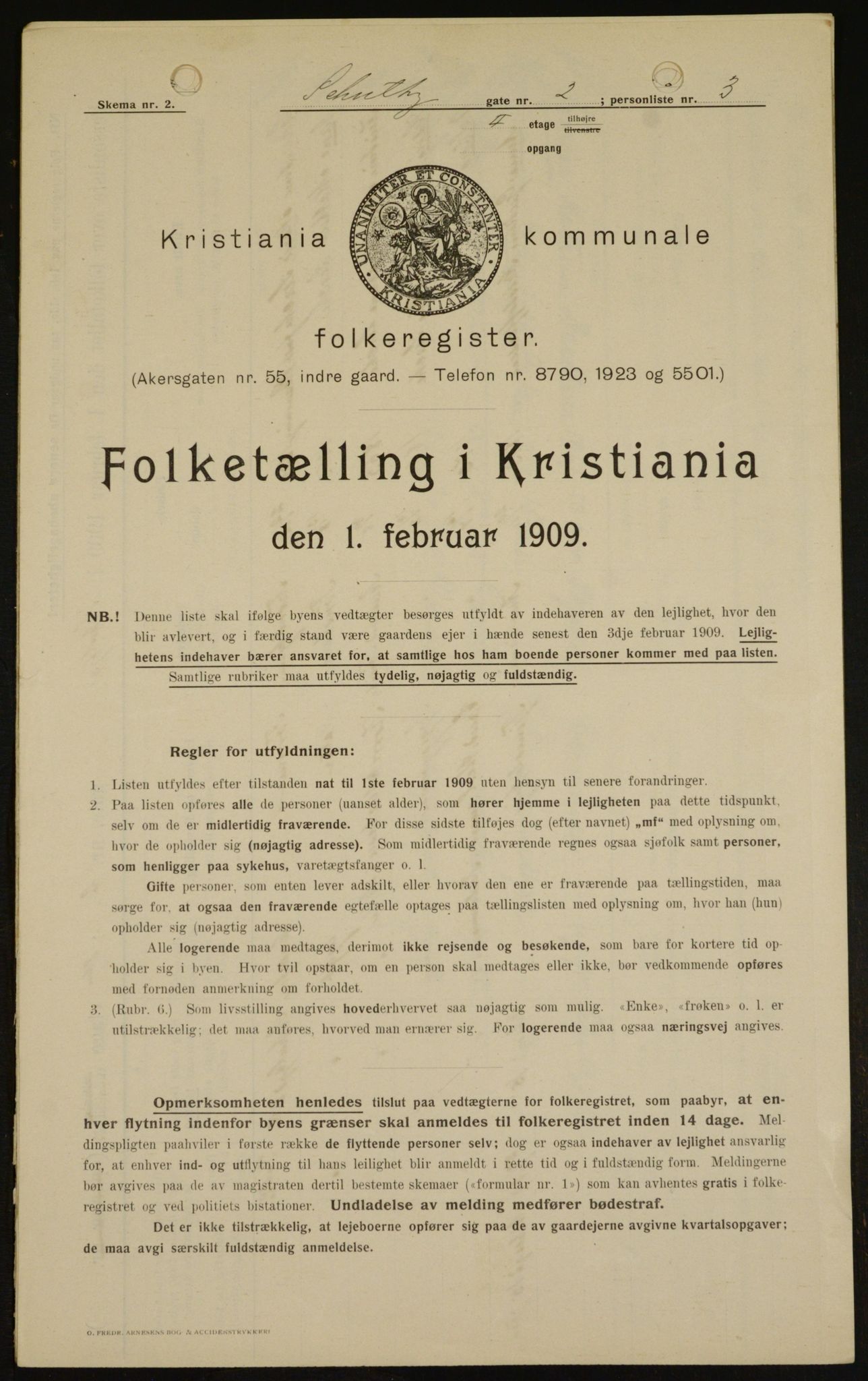 OBA, Kommunal folketelling 1.2.1909 for Kristiania kjøpstad, 1909, s. 82288