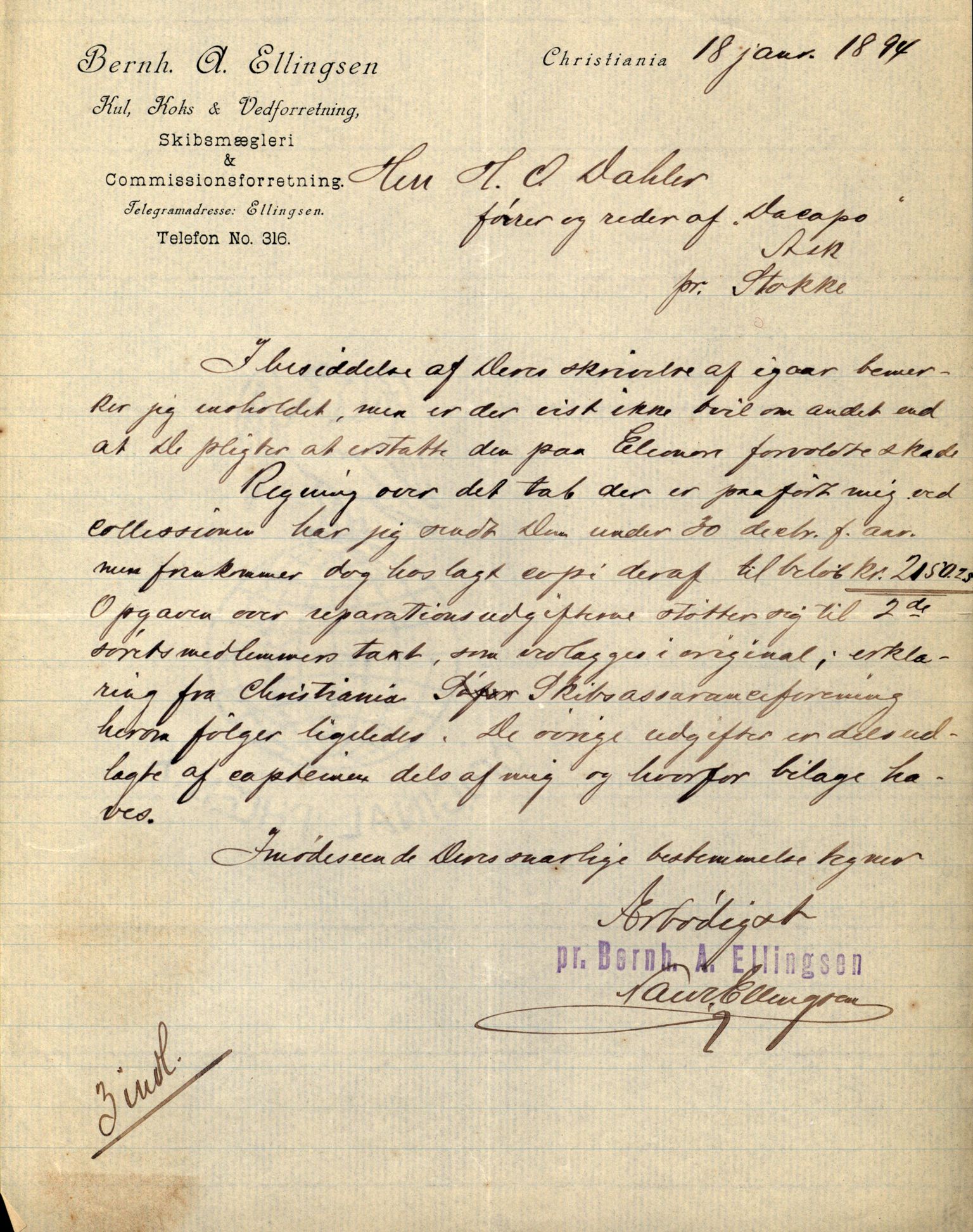 Pa 63 - Østlandske skibsassuranceforening, VEMU/A-1079/G/Ga/L0030/0002: Havaridokumenter / To venner, Emil, Empress, Enterprise, Dacapo, Dato, 1893, s. 88