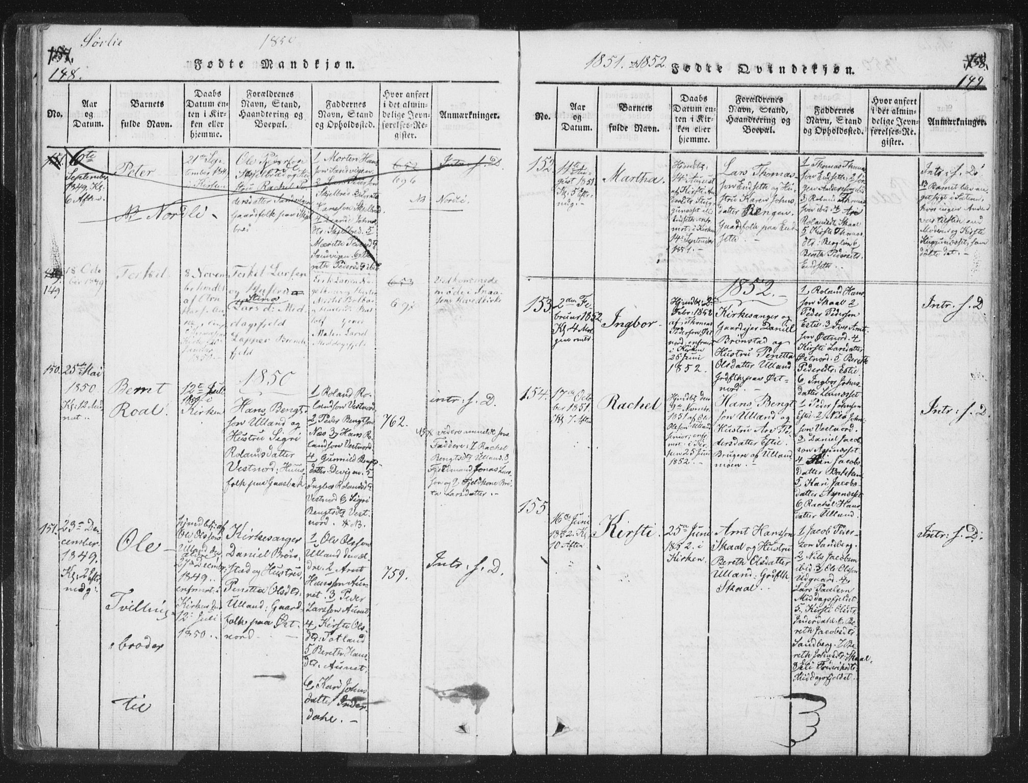 Ministerialprotokoller, klokkerbøker og fødselsregistre - Nord-Trøndelag, SAT/A-1458/755/L0491: Ministerialbok nr. 755A01 /2, 1817-1864, s. 148-149