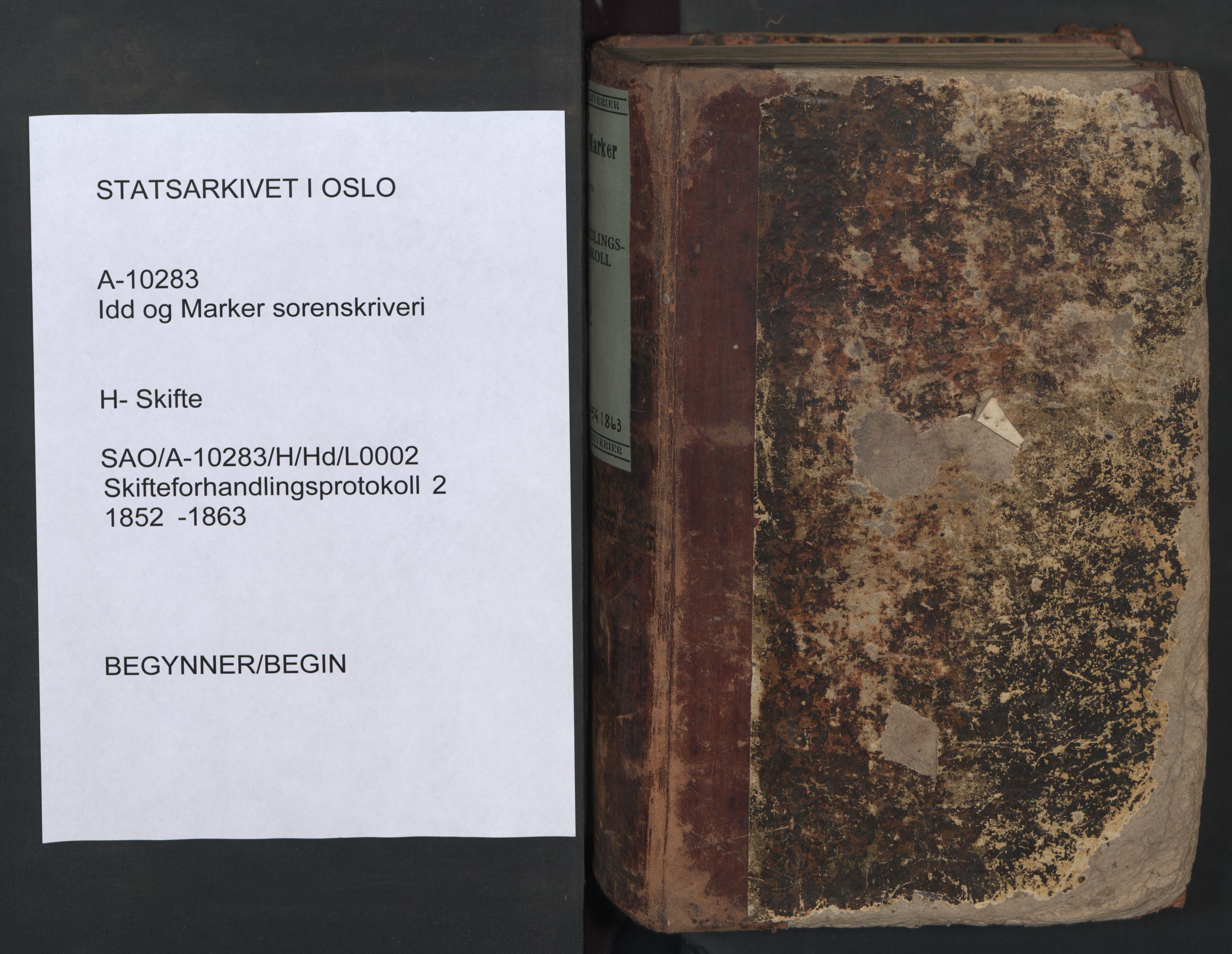 Idd og Marker sorenskriveri, SAO/A-10283/H/Hd/L0002: Skifteforhandlingsprotokoll, 1852-1863