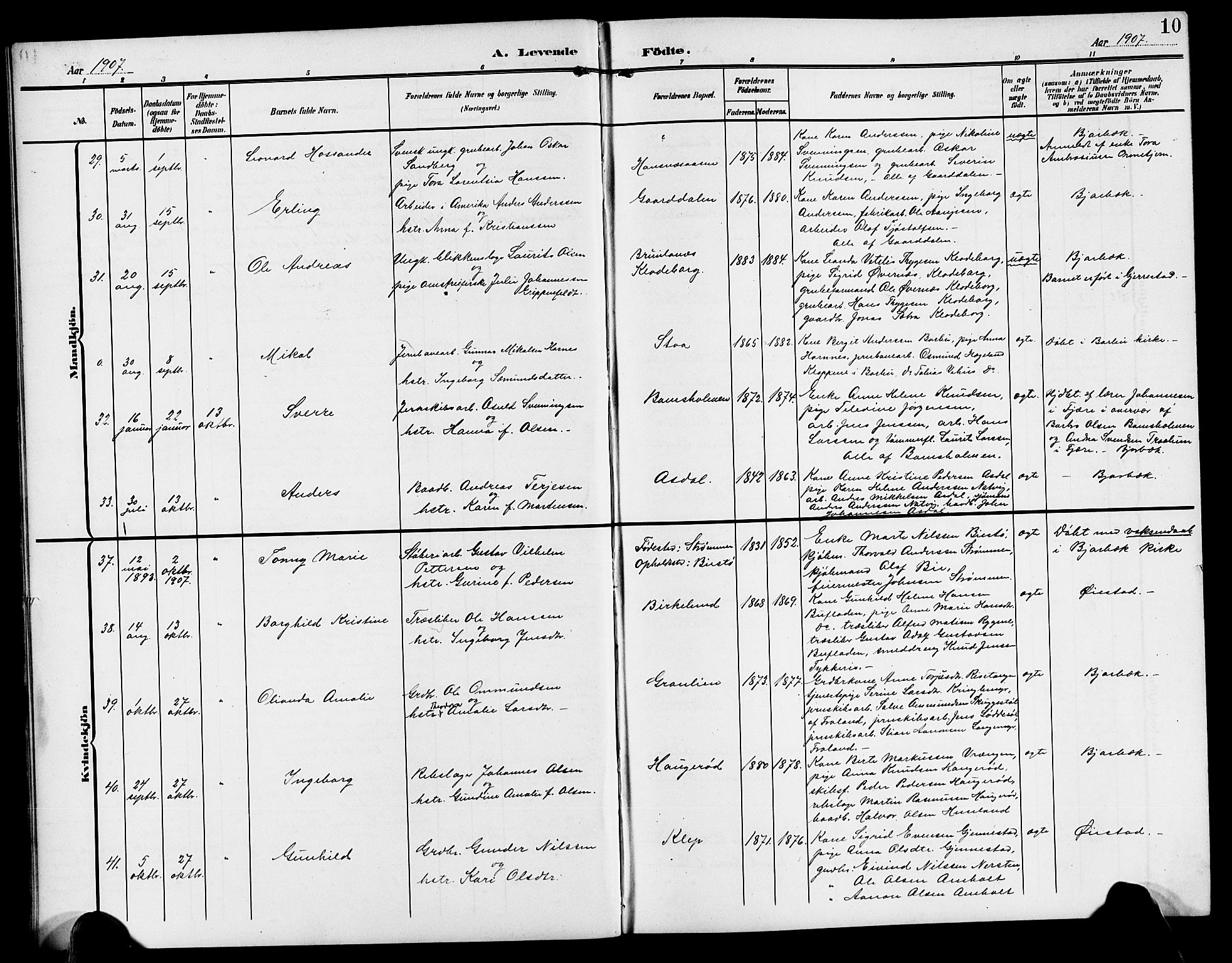 Øyestad sokneprestkontor, AV/SAK-1111-0049/F/Fb/L0011: Klokkerbok nr. B 11, 1906-1918, s. 10