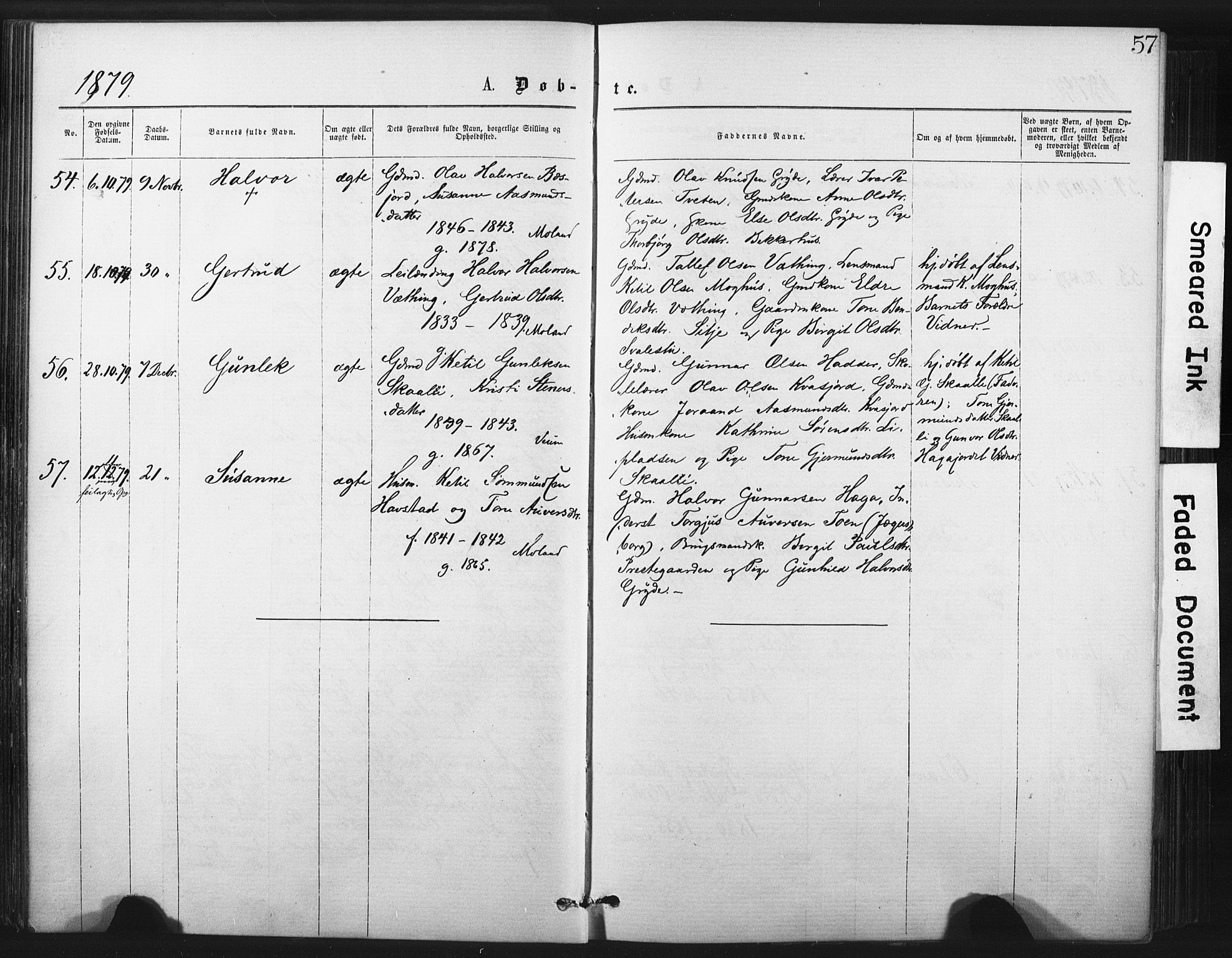 Fyresdal kirkebøker, AV/SAKO-A-263/F/Fa/L0006: Ministerialbok nr. I 6, 1872-1886, s. 57