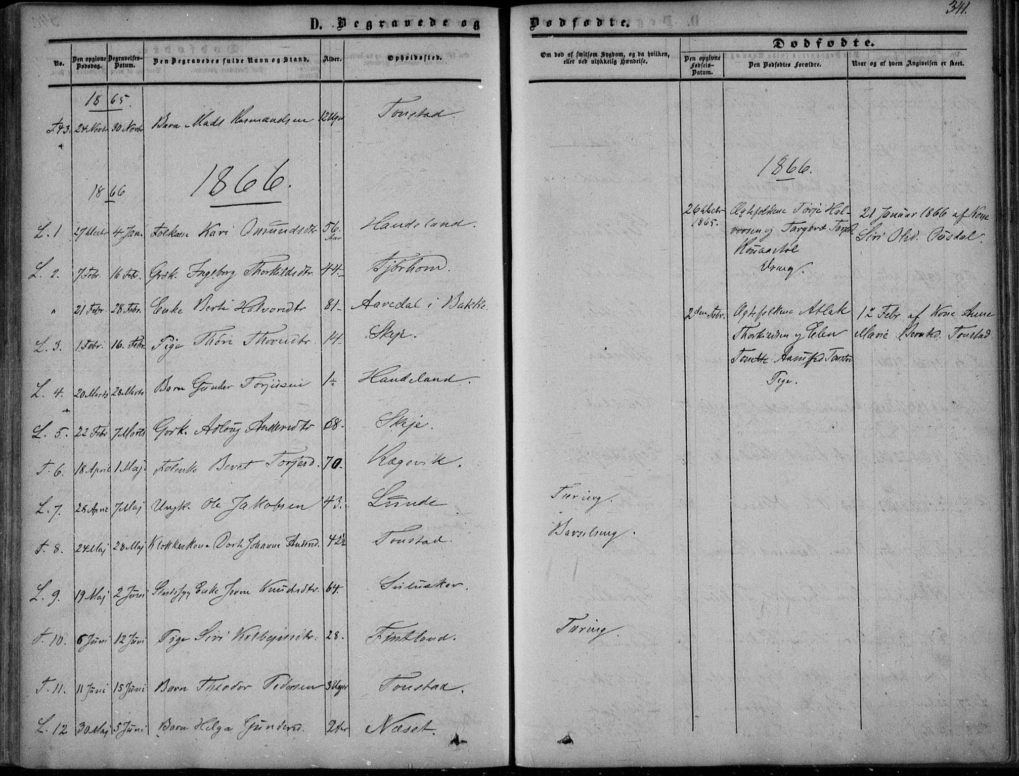 Sirdal sokneprestkontor, SAK/1111-0036/F/Fa/Fab/L0002: Ministerialbok nr. A 2, 1855-1874, s. 341