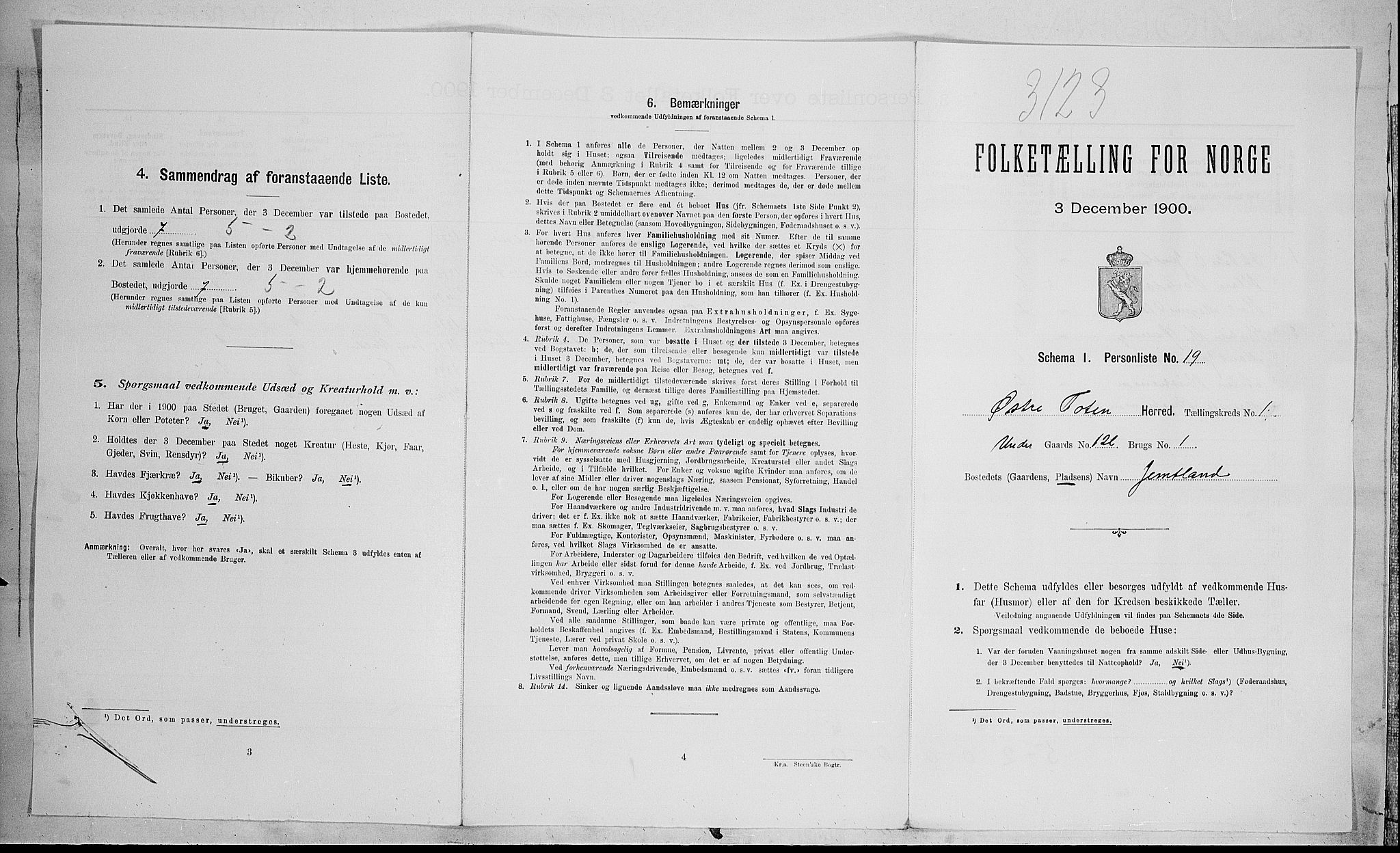 SAH, Folketelling 1900 for 0528 Østre Toten herred, 1900, s. 237