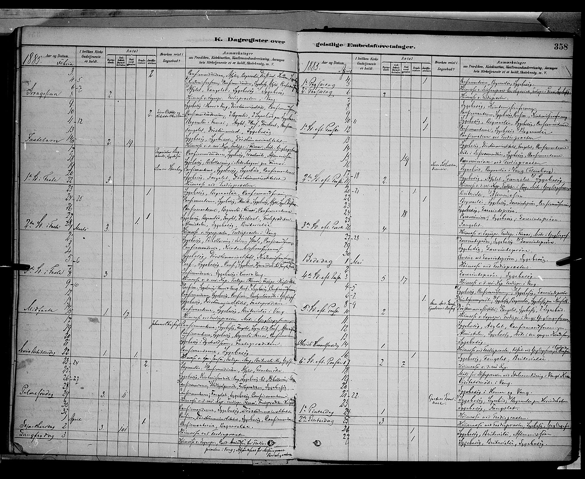 Vang prestekontor, Hedmark, AV/SAH-PREST-008/H/Ha/Haa/L0016: Ministerialbok nr. 16, 1878-1889, s. 358