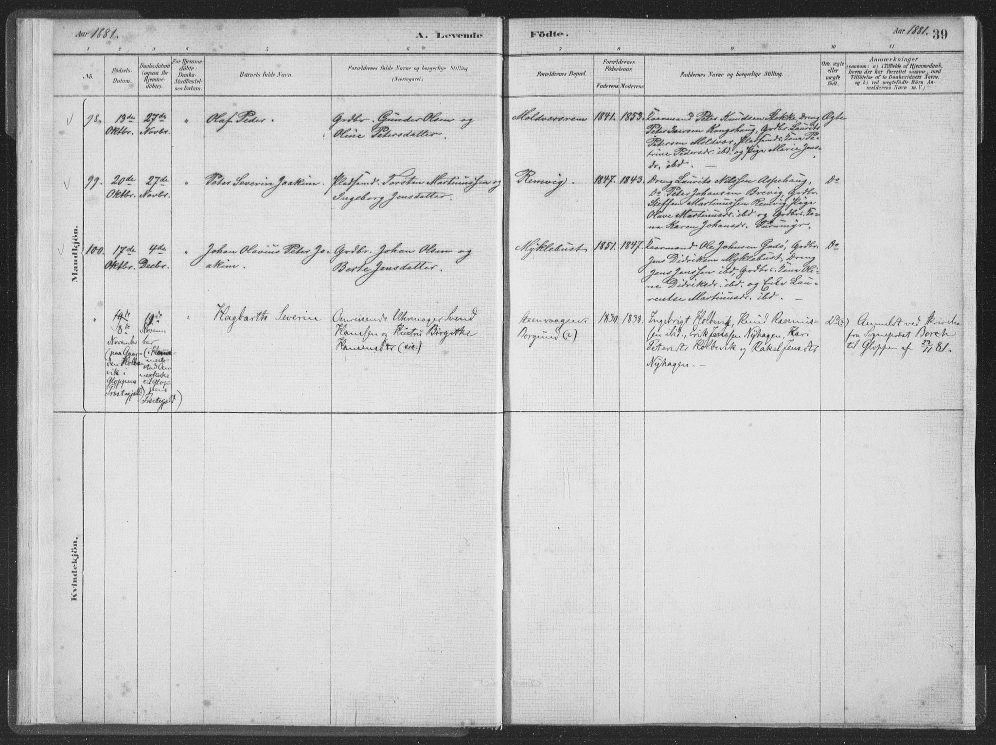 Ministerialprotokoller, klokkerbøker og fødselsregistre - Møre og Romsdal, AV/SAT-A-1454/528/L0401: Ministerialbok nr. 528A12I, 1880-1920, s. 39
