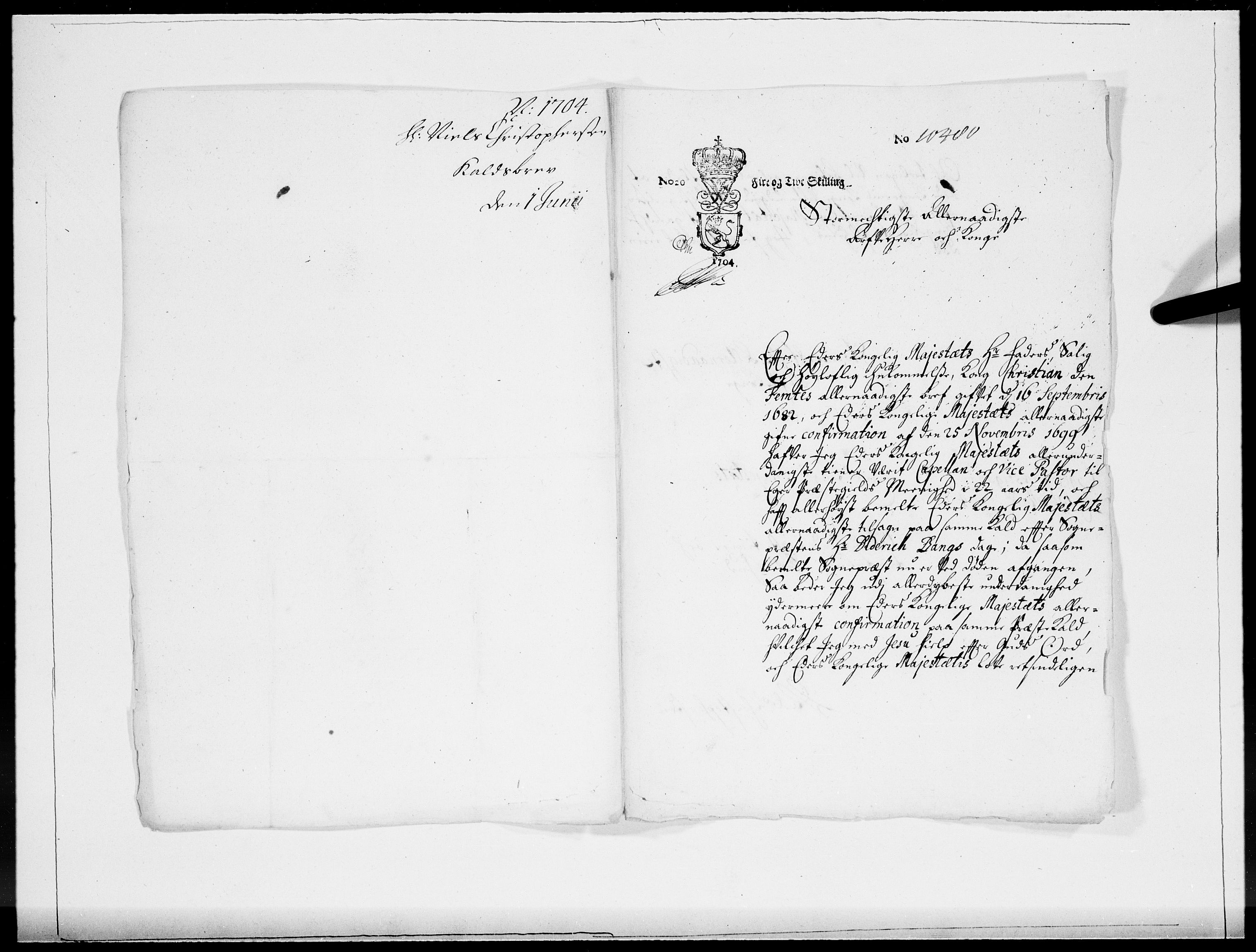 Danske Kanselli 1572-1799, AV/RA-EA-3023/F/Fc/Fcc/Fcca/L0057: Norske innlegg 1572-1799, 1704, s. 45
