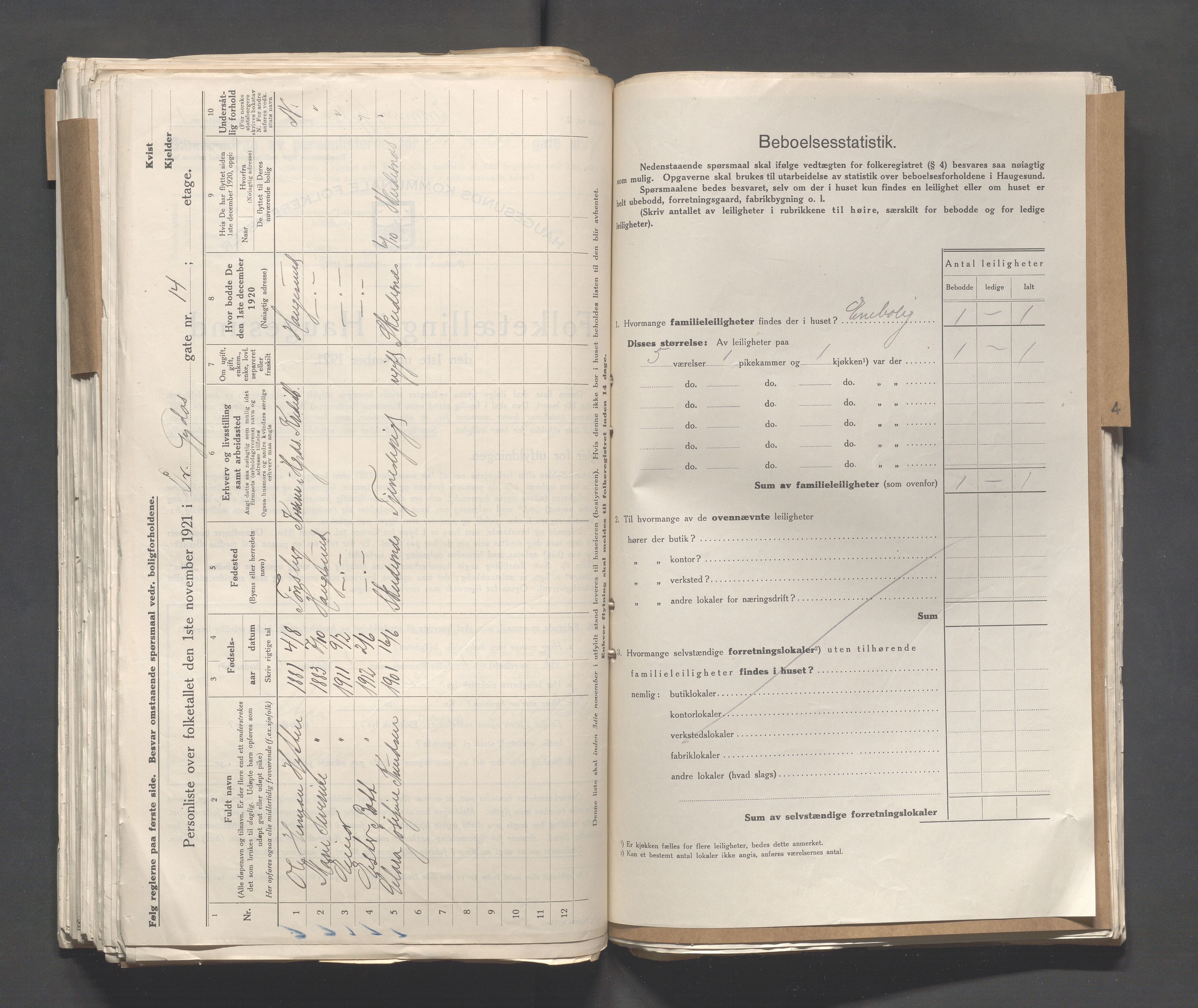 IKAR, Kommunal folketelling 1.11.1921 for Haugesund, 1921, s. 693