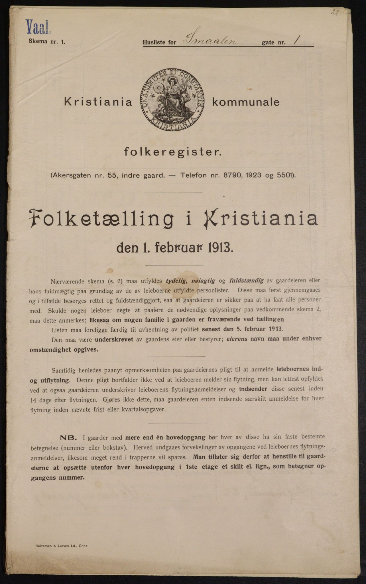 OBA, Kommunal folketelling 1.2.1913 for Kristiania, 1913, s. 97709