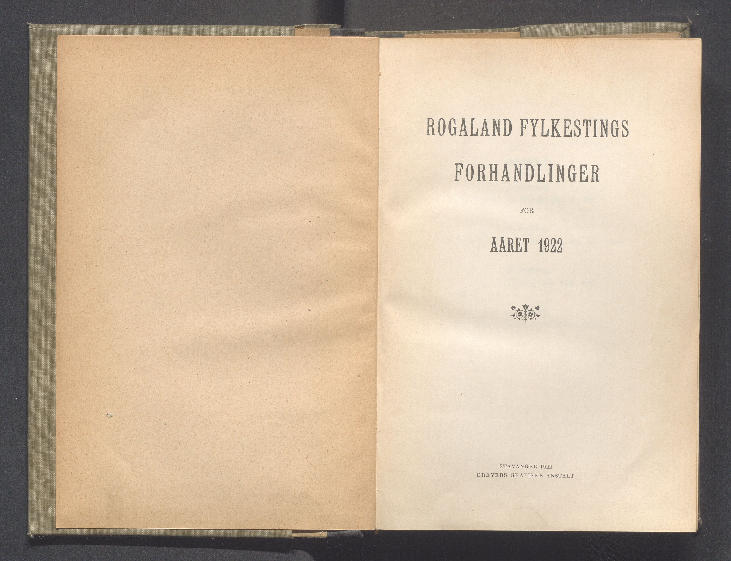 Rogaland fylkeskommune - Fylkesrådmannen , IKAR/A-900/A/Aa/Aaa/L0041: Møtebok , 1922, s. I