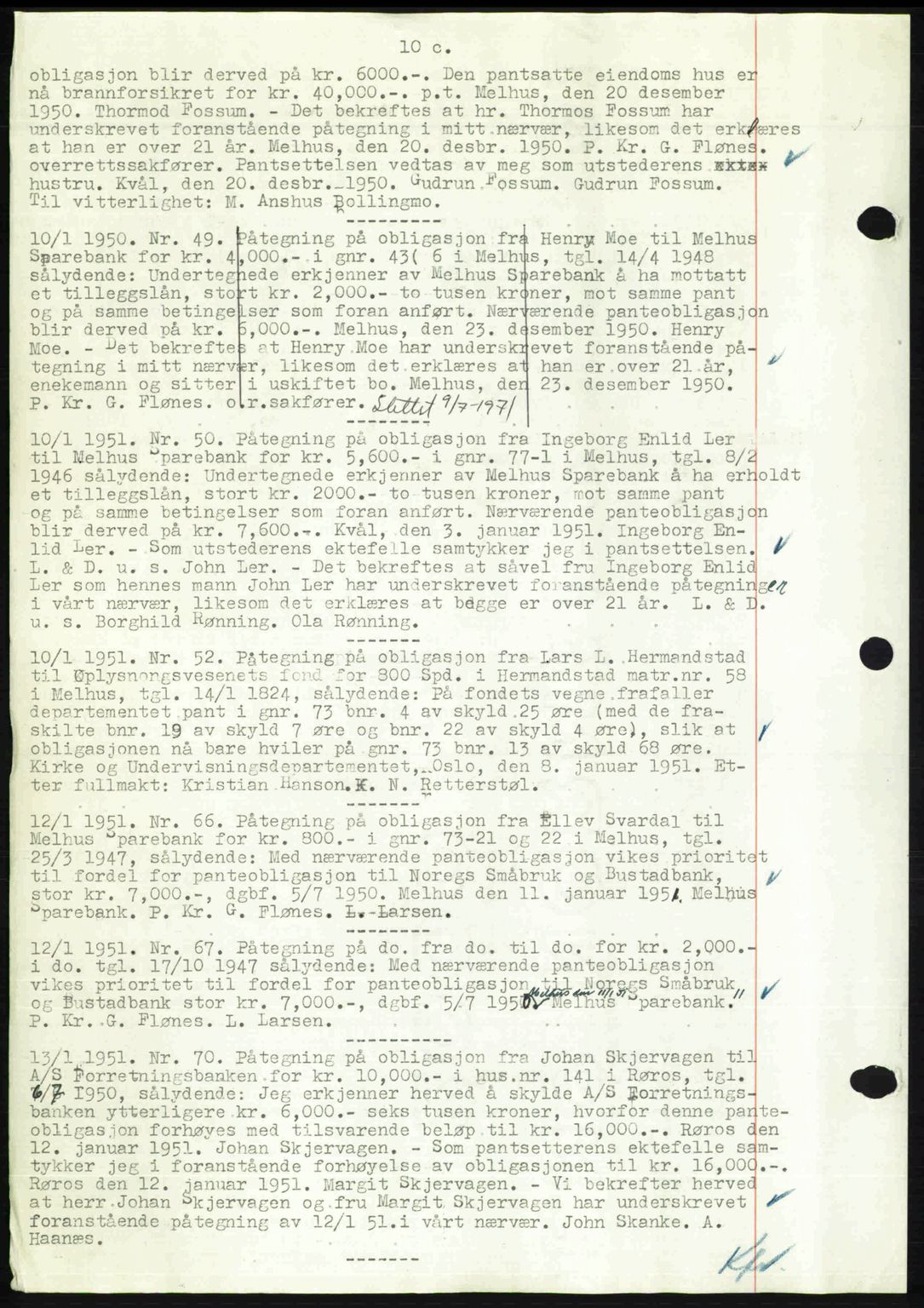 Gauldal sorenskriveri, SAT/A-0014/1/2/2C: Pantebok nr. A11, 1950-1950, Dagboknr: 49/1951