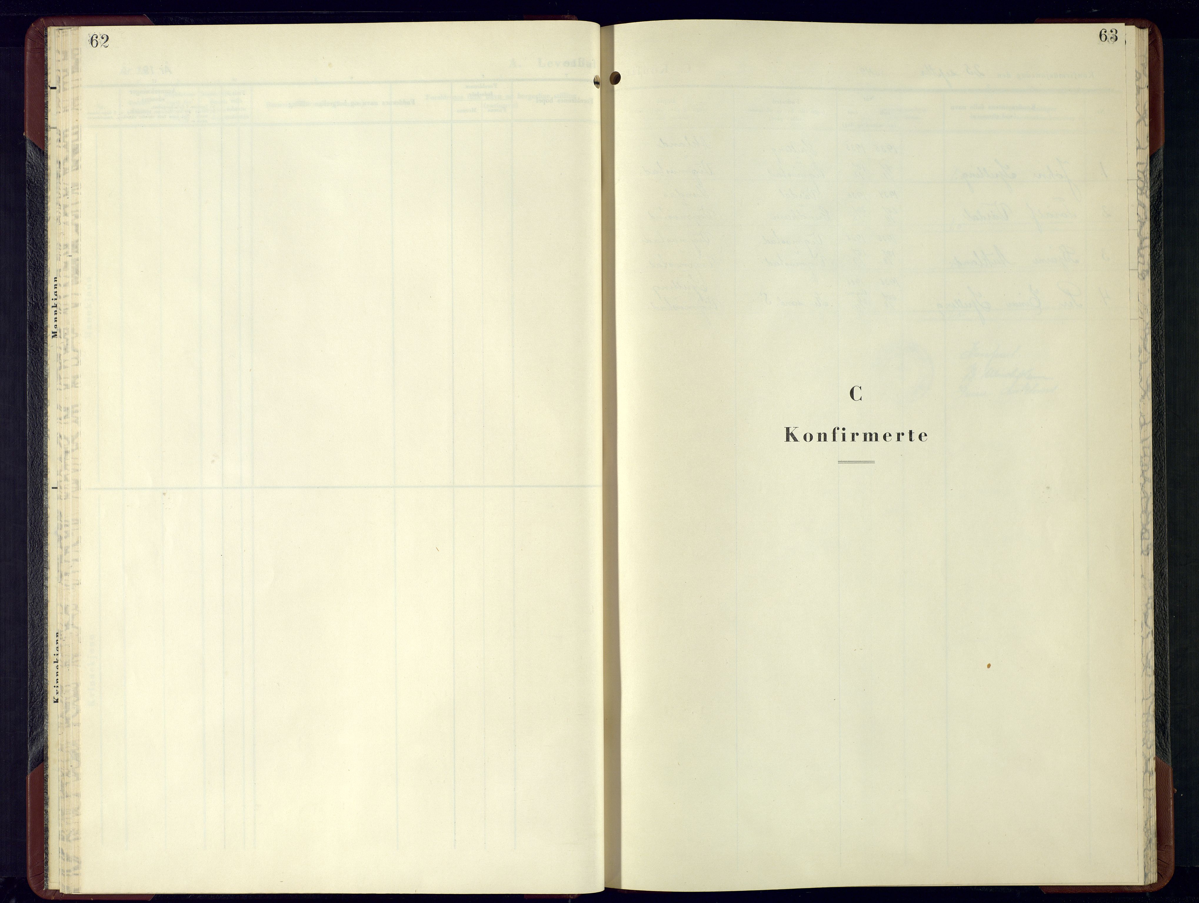 Nord-Audnedal sokneprestkontor, AV/SAK-1111-0032/F/Fb/Fbb/L0007: Klokkerbok nr. B-7, 1949-1964, s. 62-63