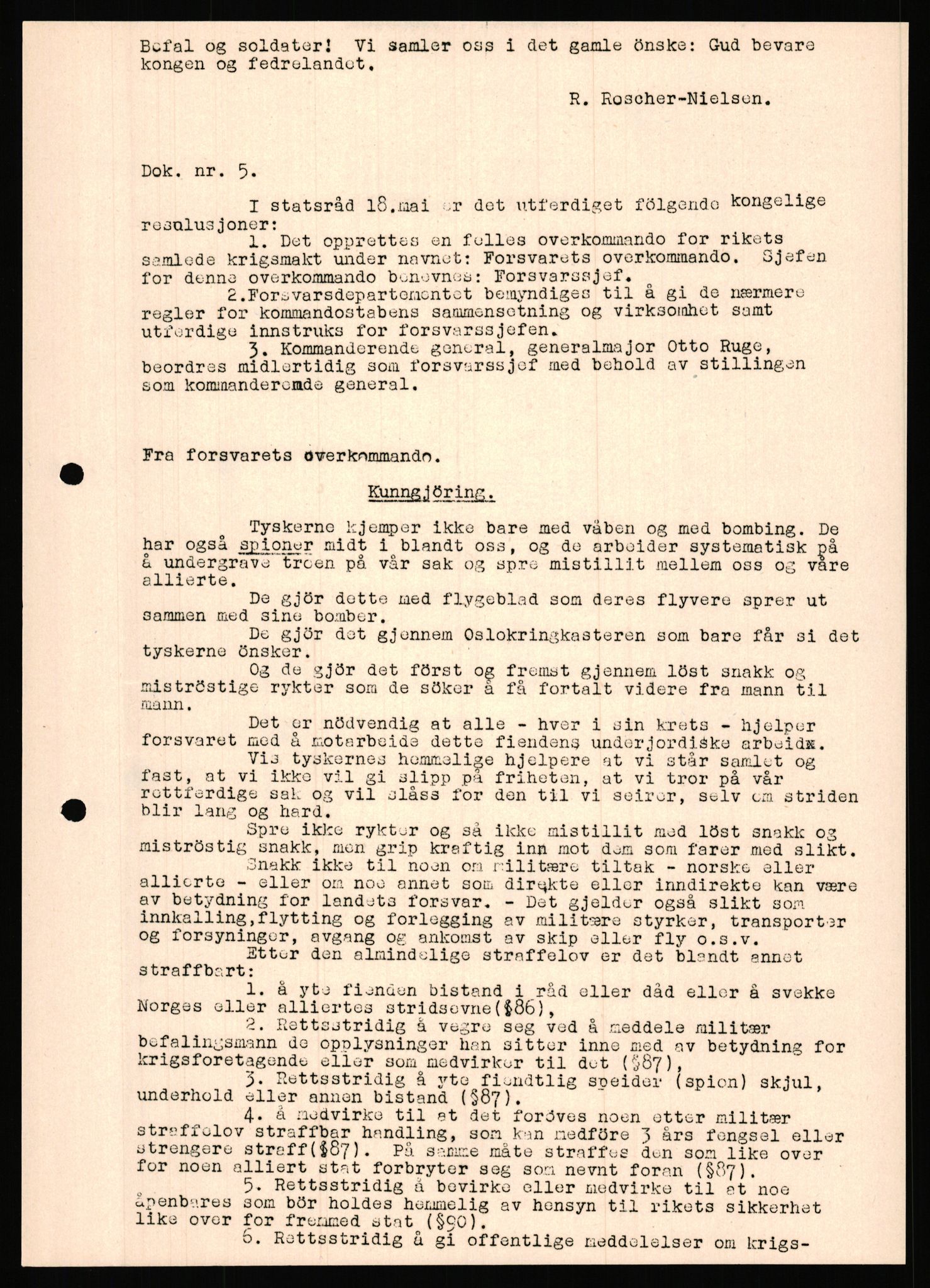 Forsvaret, Forsvarets krigshistoriske avdeling, AV/RA-RAFA-2017/Y/Ya/L0031: II-C-11-51 - Hærens overkommando, 1940, s. 761