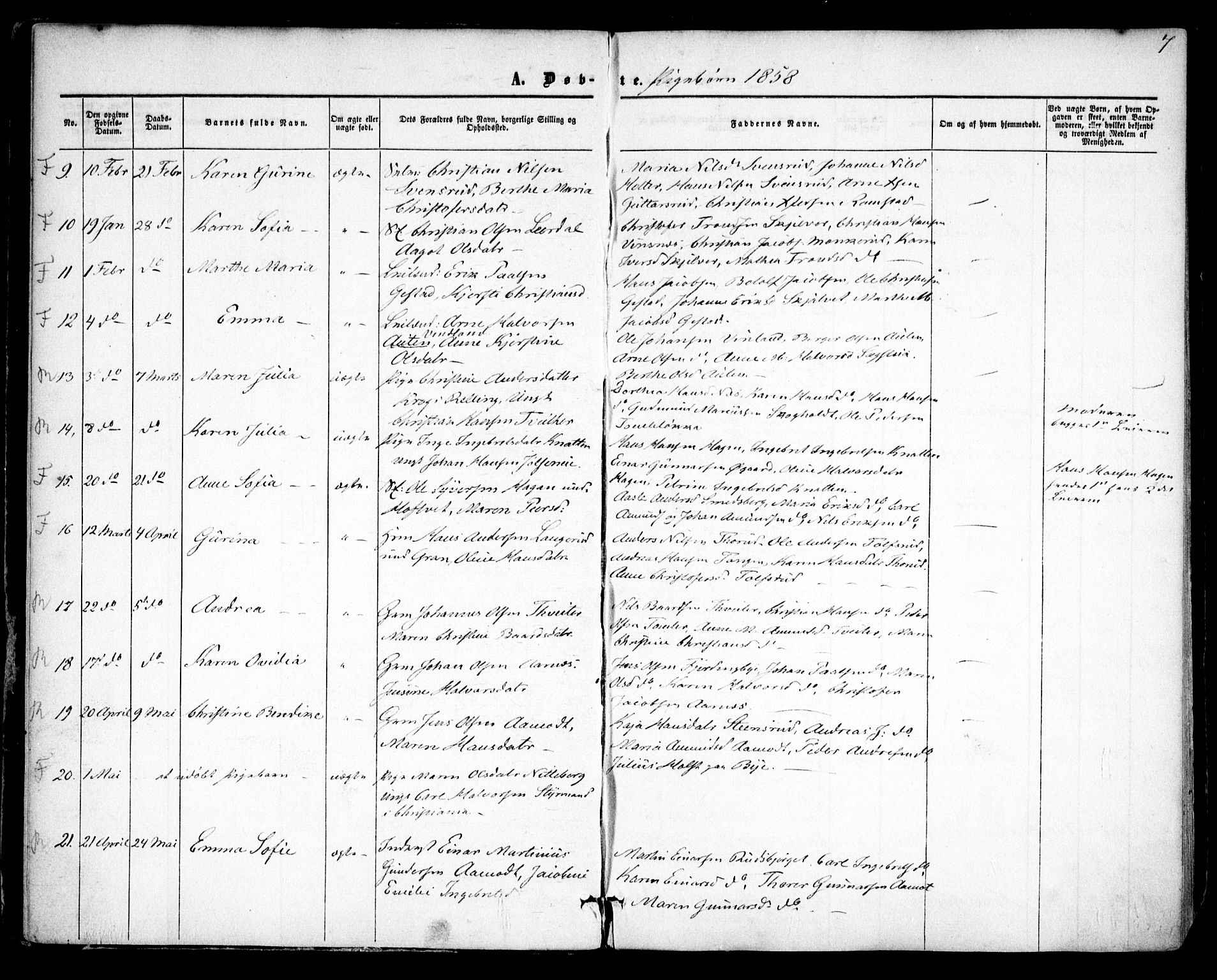 Fet prestekontor Kirkebøker, AV/SAO-A-10370a/F/Fa/L0011: Ministerialbok nr. I 11, 1857-1866, s. 7
