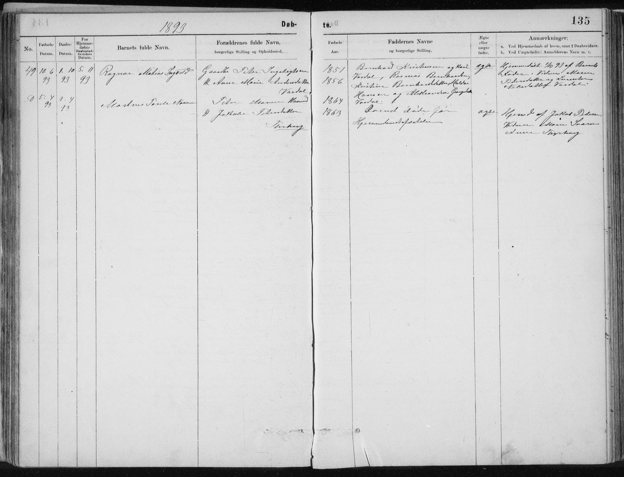 Ministerialprotokoller, klokkerbøker og fødselsregistre - Nordland, SAT/A-1459/843/L0636: Klokkerbok nr. 843C05, 1884-1909, s. 135