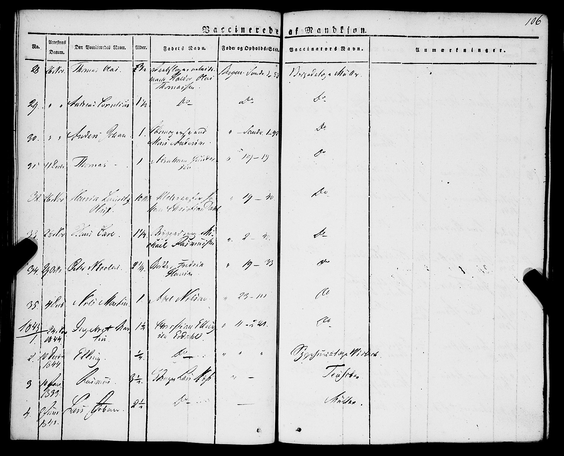 Korskirken sokneprestembete, AV/SAB-A-76101/H/Haa/L0050: Ministerialbok nr. F 1, 1821-1869, s. 106