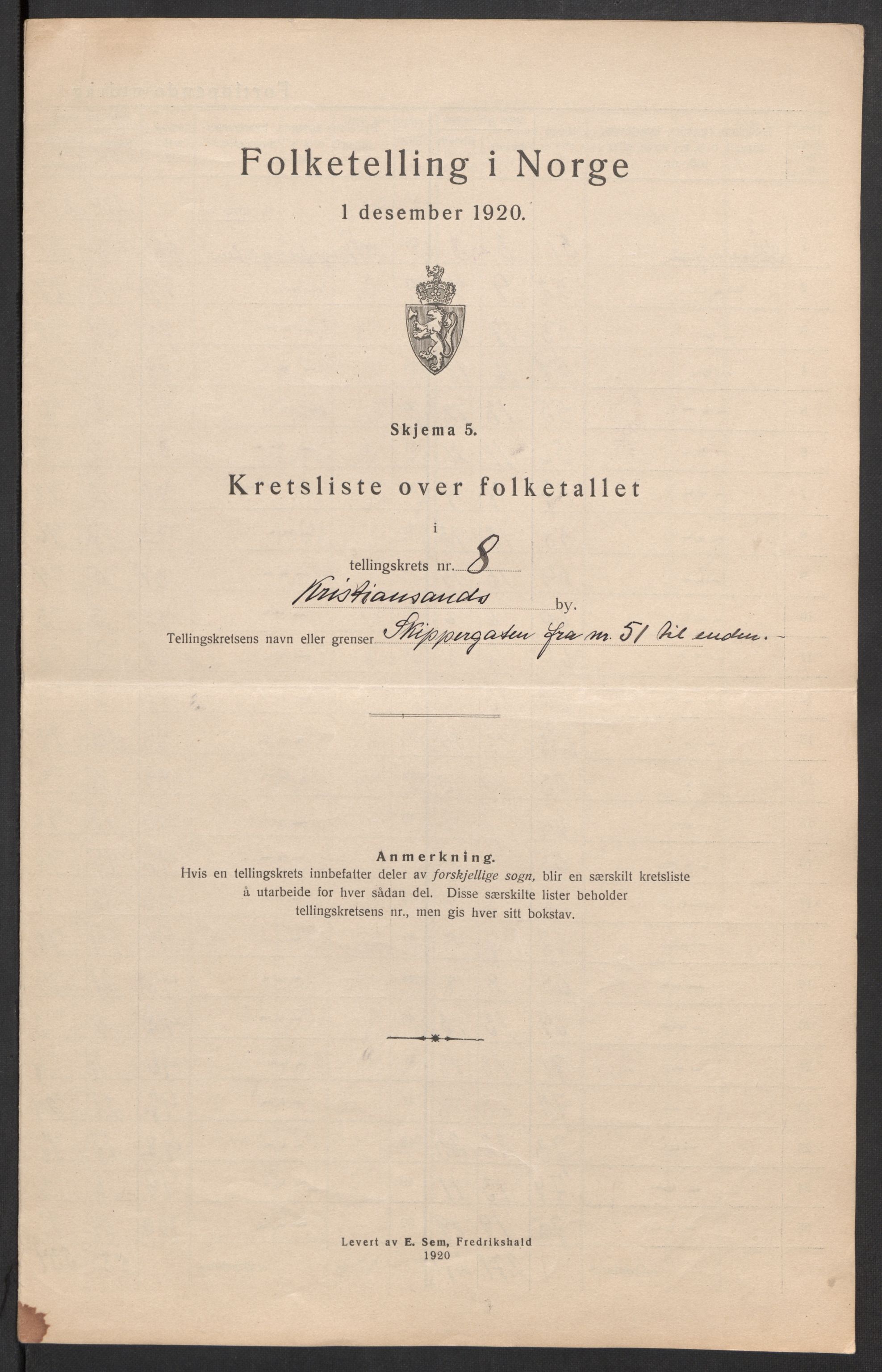 SAK, Folketelling 1920 for 1001 Kristiansand kjøpstad, 1920, s. 28