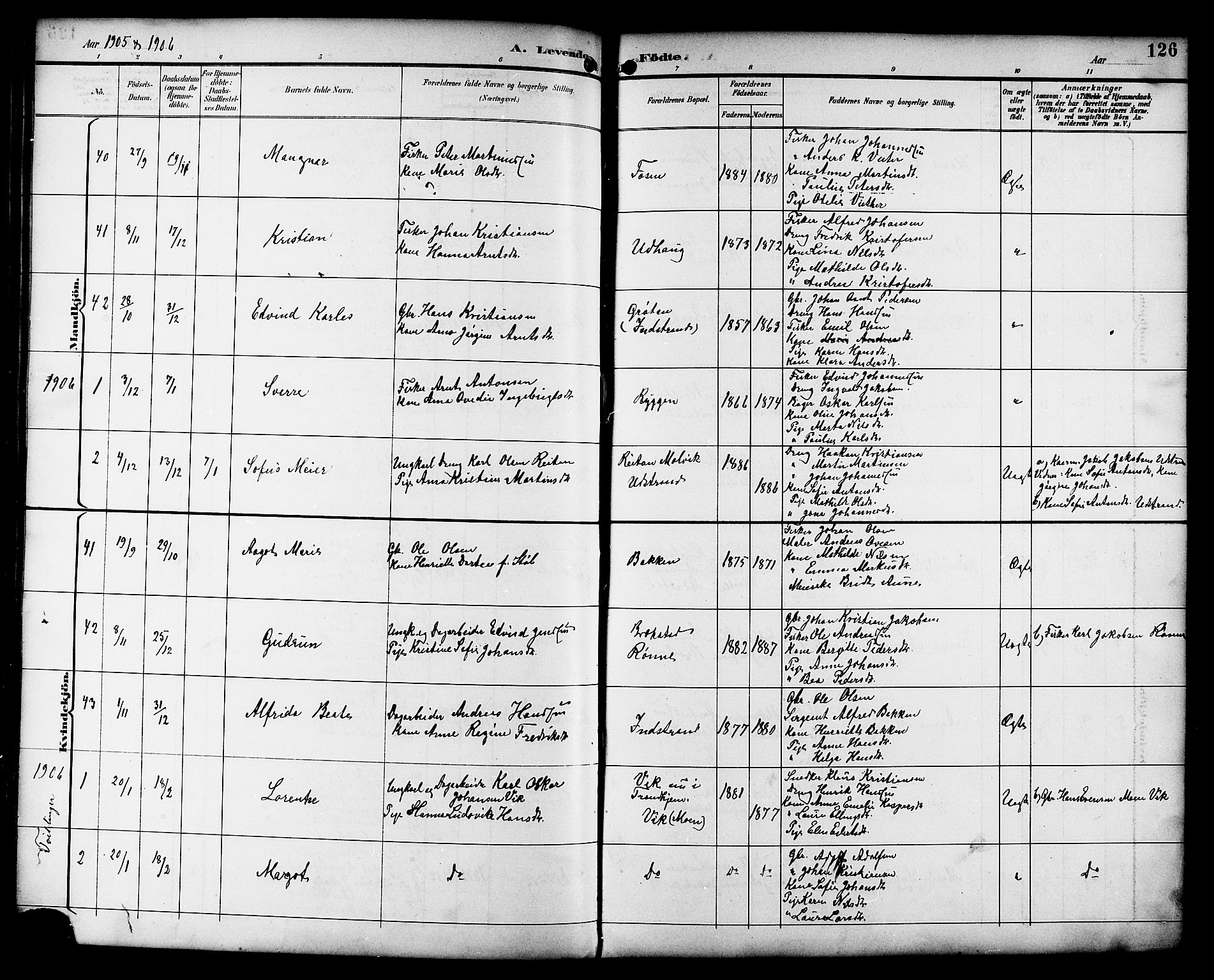 Ministerialprotokoller, klokkerbøker og fødselsregistre - Sør-Trøndelag, AV/SAT-A-1456/659/L0746: Klokkerbok nr. 659C03, 1893-1912, s. 126