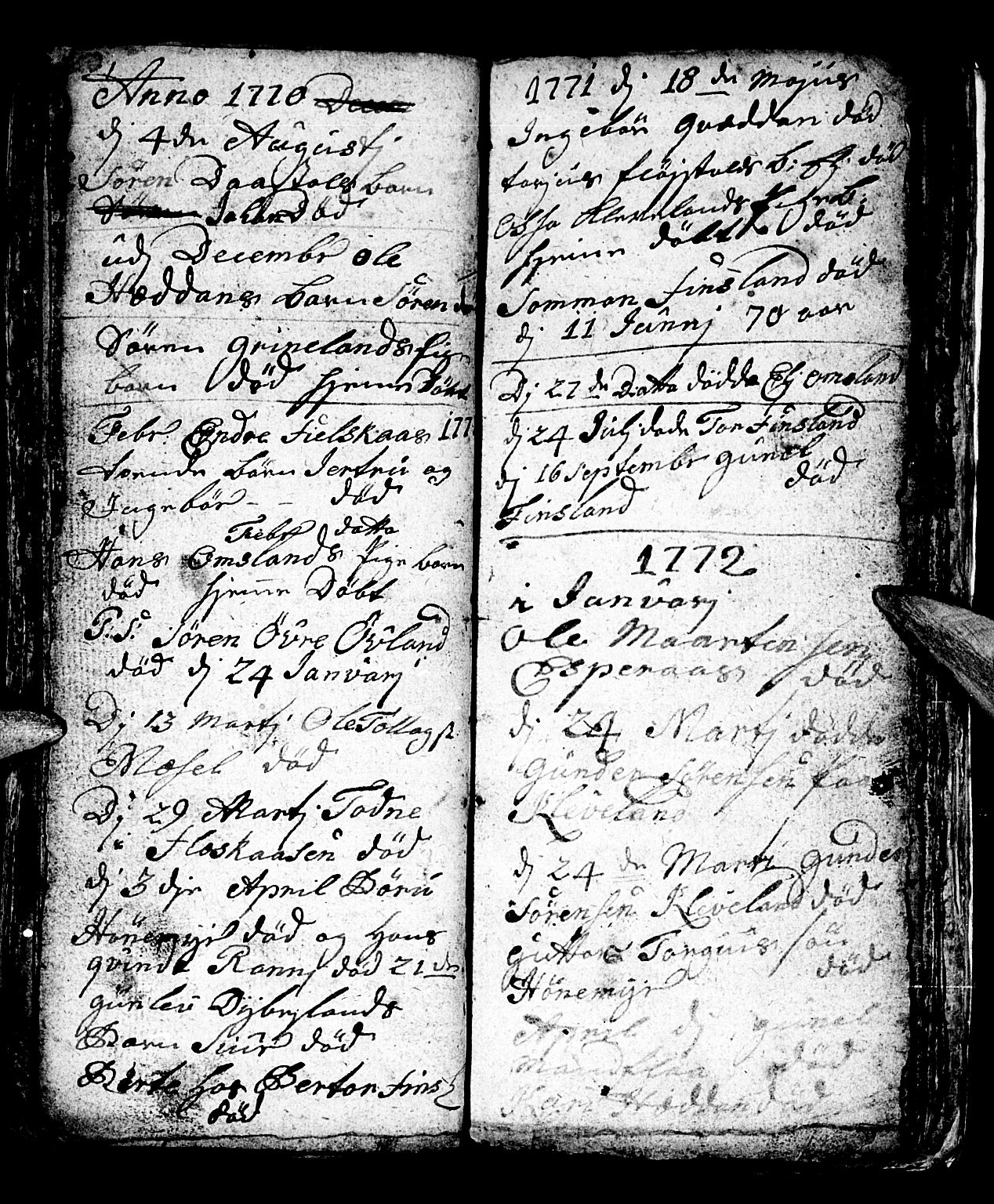 Bjelland sokneprestkontor, SAK/1111-0005/F/Fb/Fbb/L0001: Klokkerbok nr. B 1, 1732-1782, s. 93