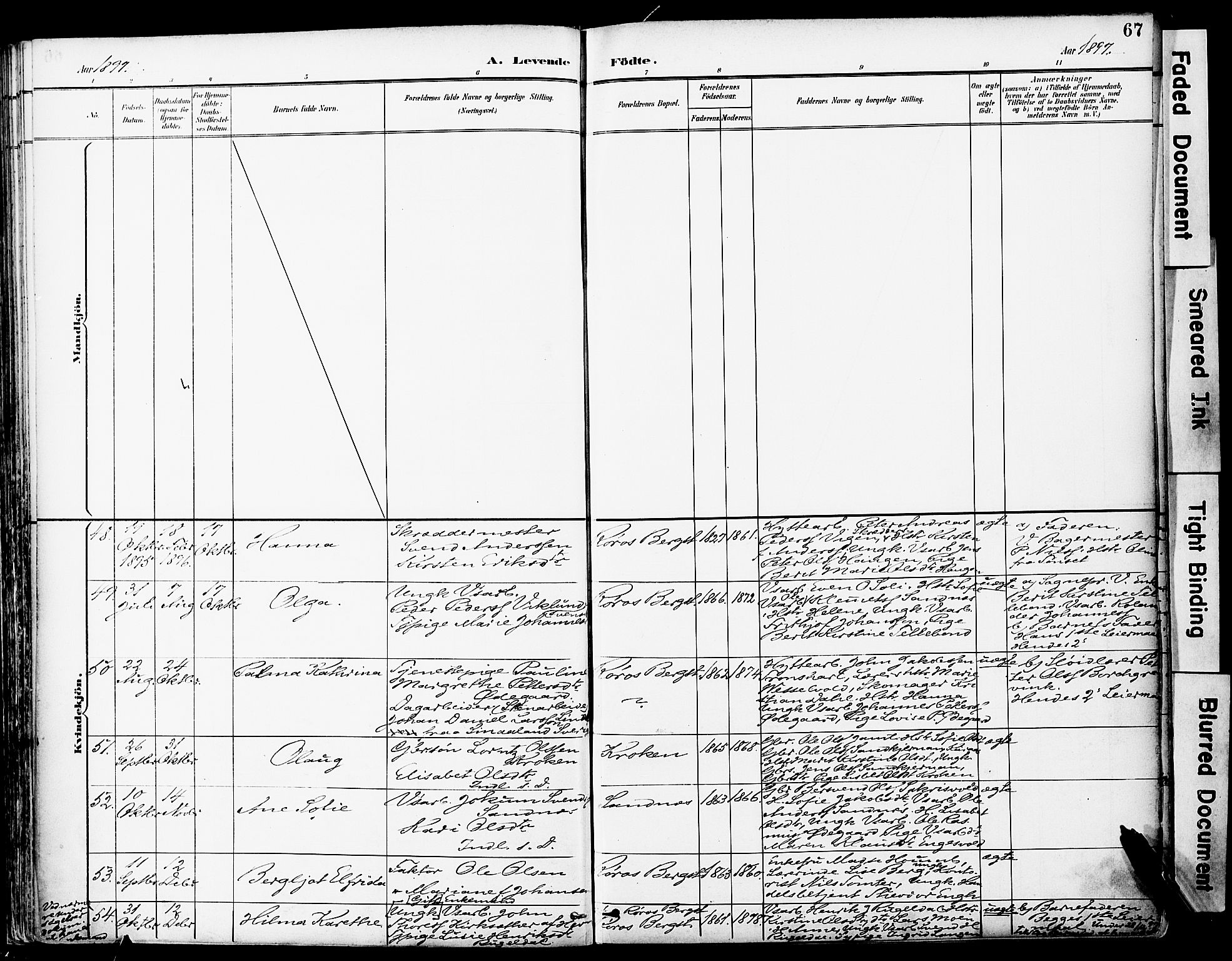 Ministerialprotokoller, klokkerbøker og fødselsregistre - Sør-Trøndelag, SAT/A-1456/681/L0935: Ministerialbok nr. 681A13, 1890-1898, s. 67