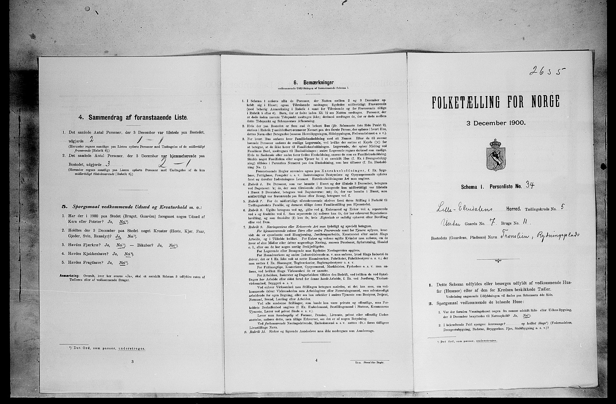 SAH, Folketelling 1900 for 0438 Lille Elvedalen herred, 1900, s. 427