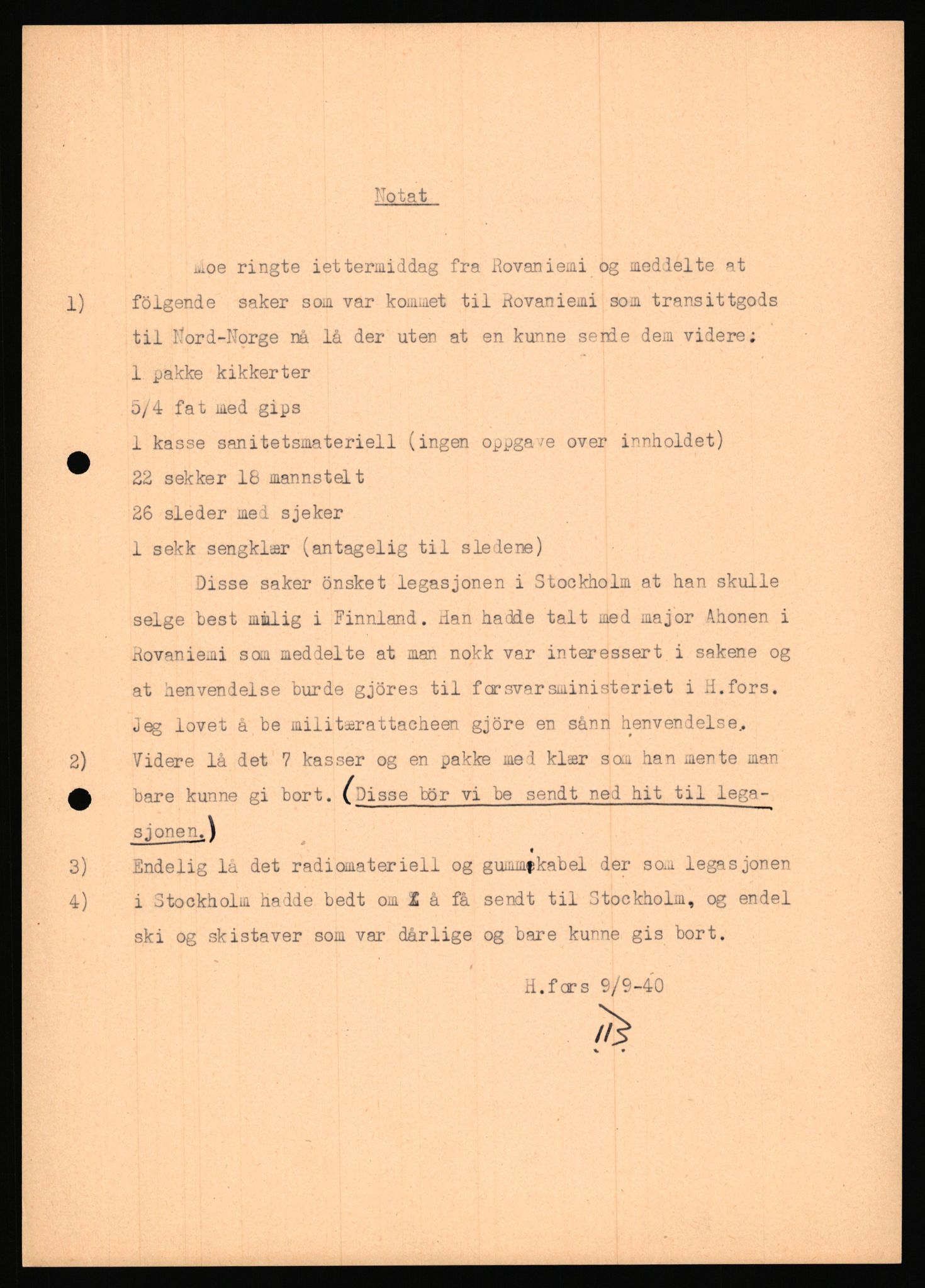 Forsvaret, Forsvarets krigshistoriske avdeling, AV/RA-RAFA-2017/Y/Ya/L0006: II-C-11-11,2 - Utenriksdepartementet.  Legasjonen i Helsingfors., 1940-1946, s. 159