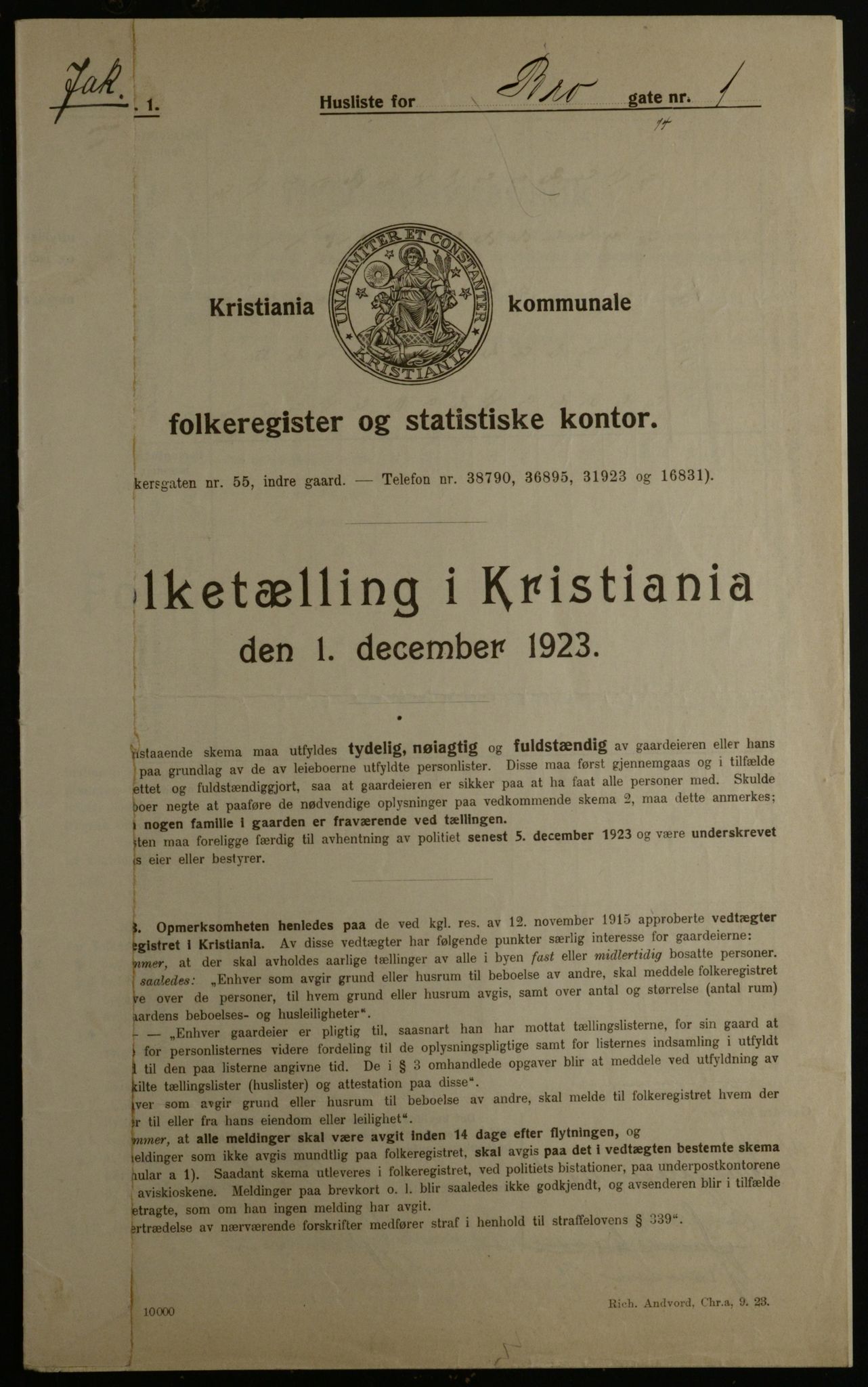 OBA, Kommunal folketelling 1.12.1923 for Kristiania, 1923, s. 10747