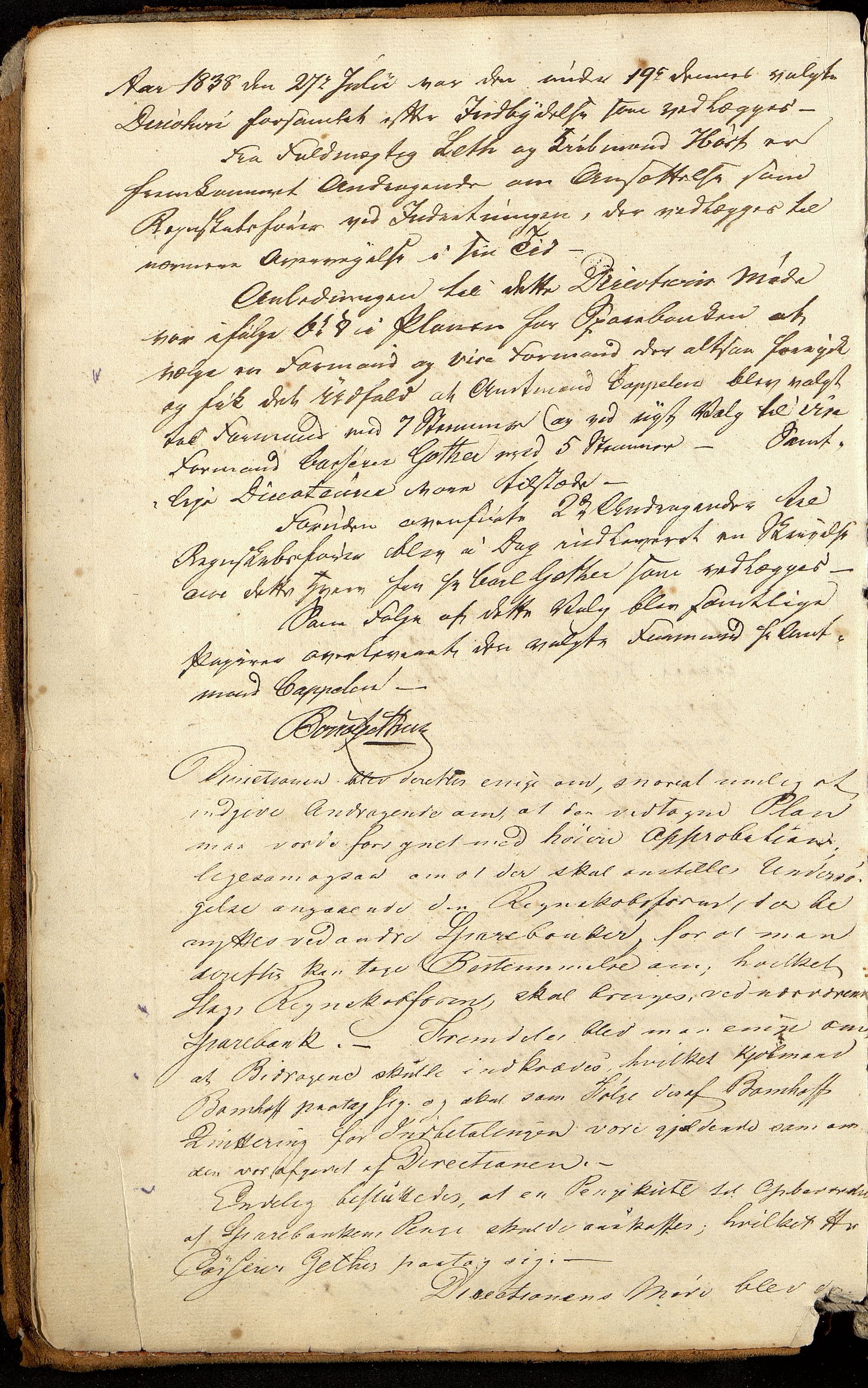 Pa 972 - Larvik sparebank, VEMU/A-2125/A/Ab/L0001: Styreprotokoll, 1838-1853