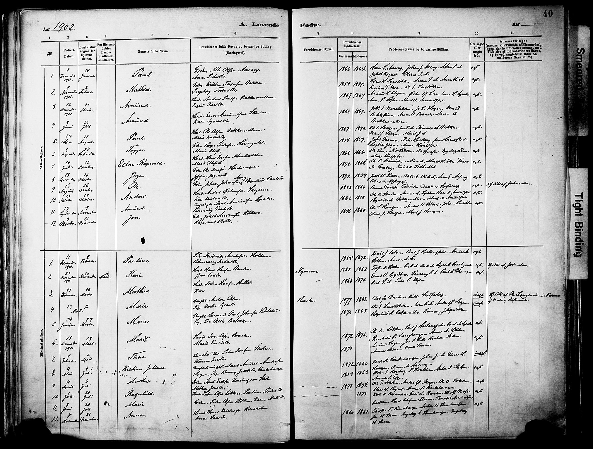 Vågå prestekontor, AV/SAH-PREST-076/H/Ha/Haa/L0010: Ministerialbok nr. 10, 1887-1904, s. 40