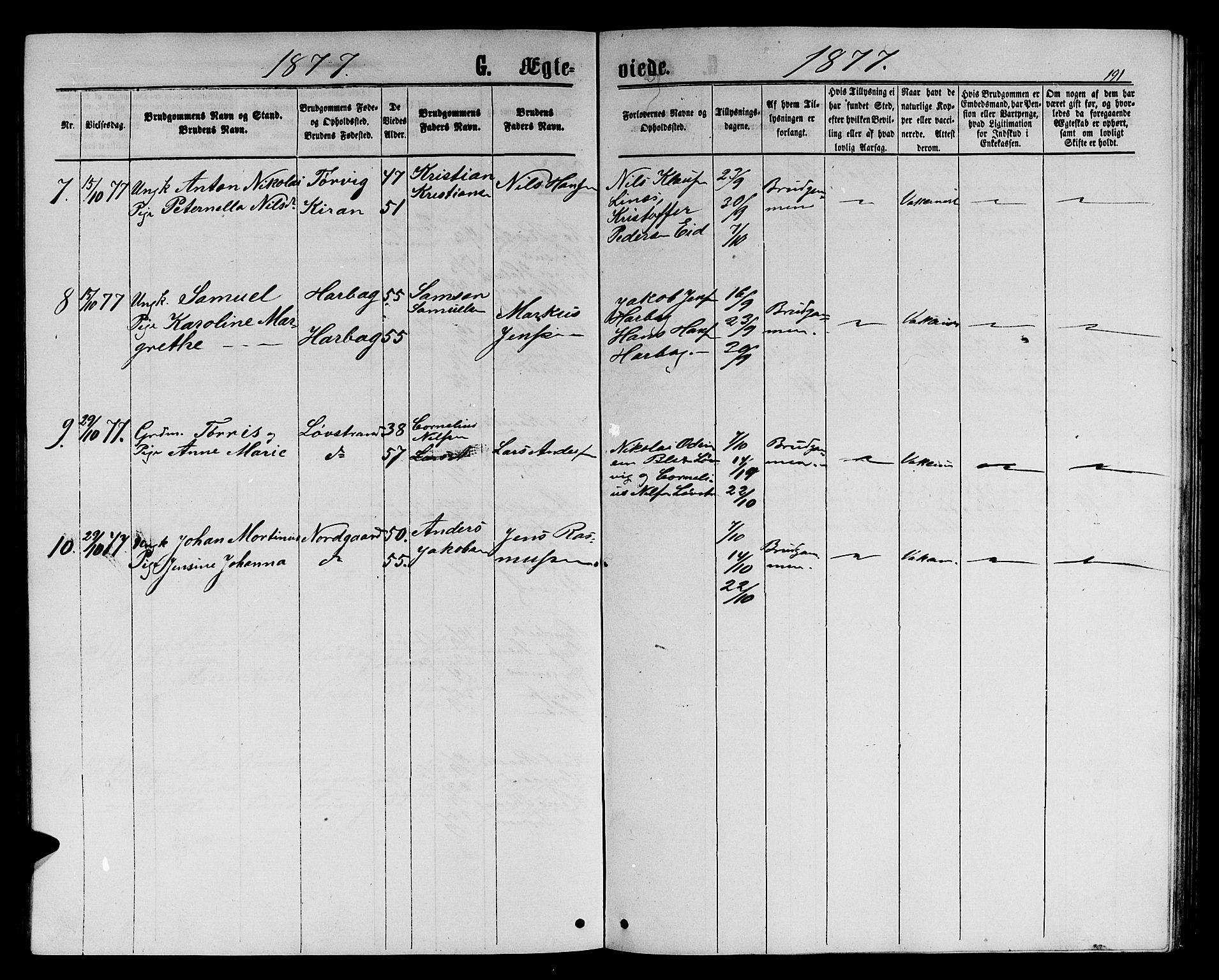 Ministerialprotokoller, klokkerbøker og fødselsregistre - Sør-Trøndelag, AV/SAT-A-1456/656/L0695: Klokkerbok nr. 656C01, 1867-1889, s. 191
