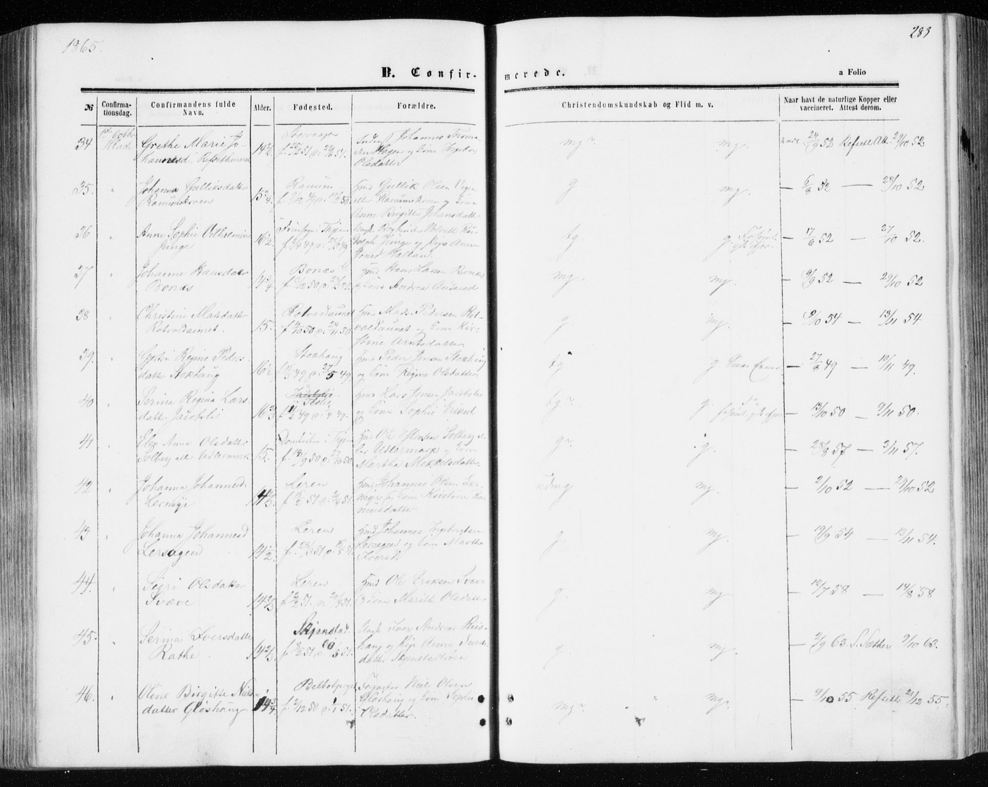 Ministerialprotokoller, klokkerbøker og fødselsregistre - Sør-Trøndelag, AV/SAT-A-1456/606/L0292: Ministerialbok nr. 606A07, 1856-1865, s. 283