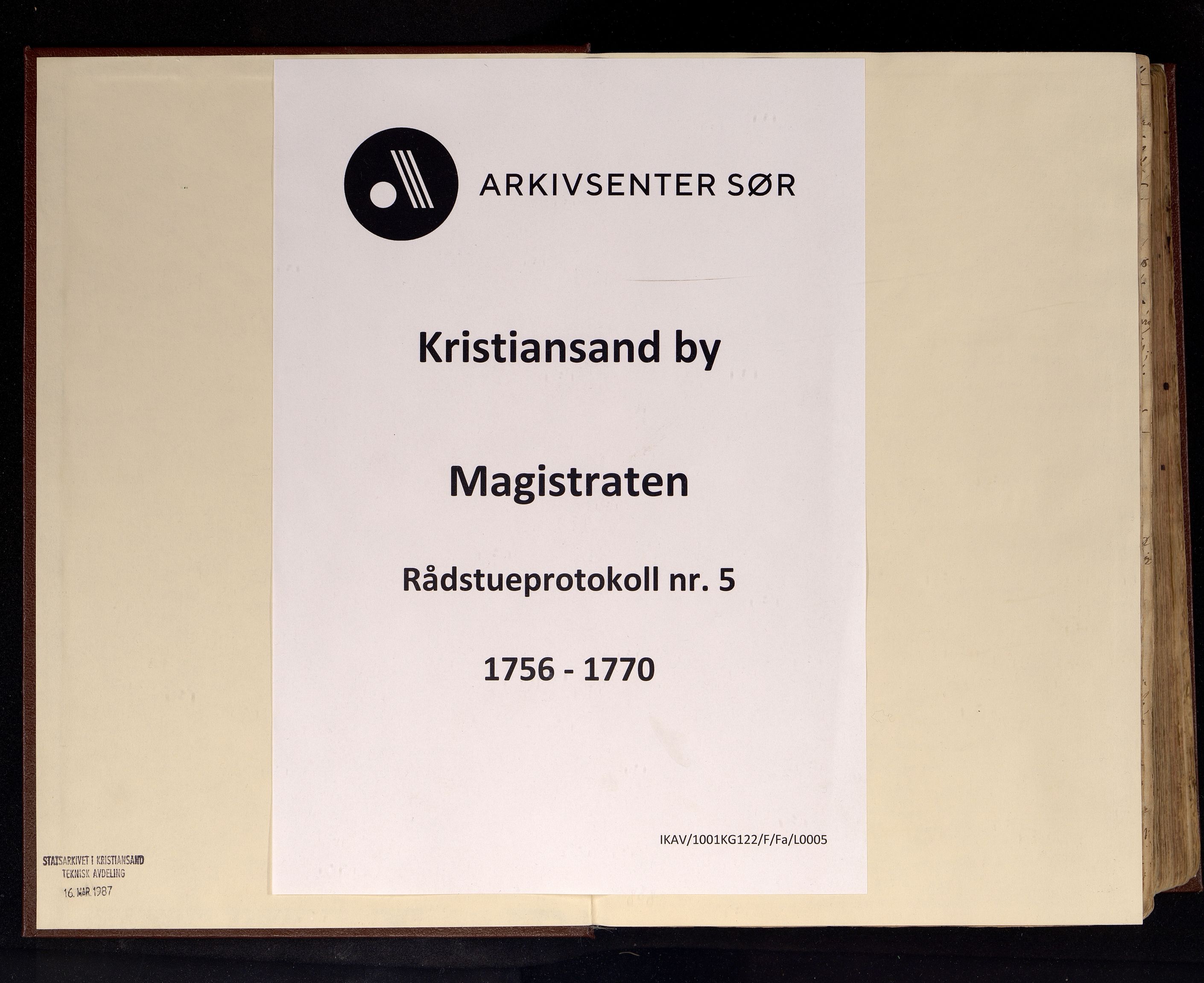 Kristiansand By - Magistraten, ARKSOR/1001KG122/F/Fa/L0005: Rådstueprotokoll nr.5, 1756-1770